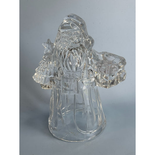Crystal Santa Claus Figurine Candle Holder Lead Crystal 7.5" Decorative Holiday Sculpture