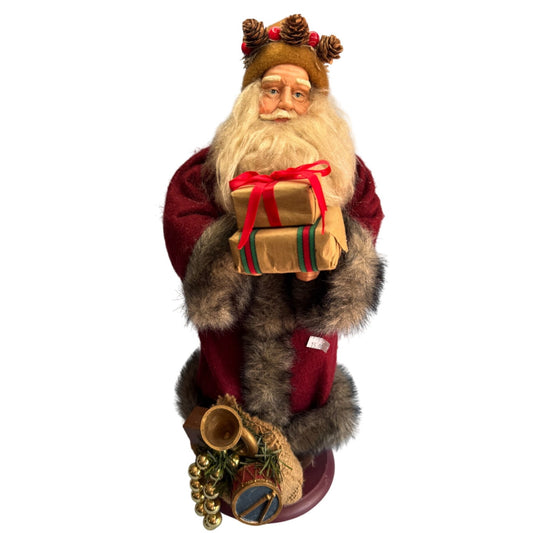 Folk Art Santa Claus Figurine Handcrafted Signed by Artist Cook 2018 17 Inch