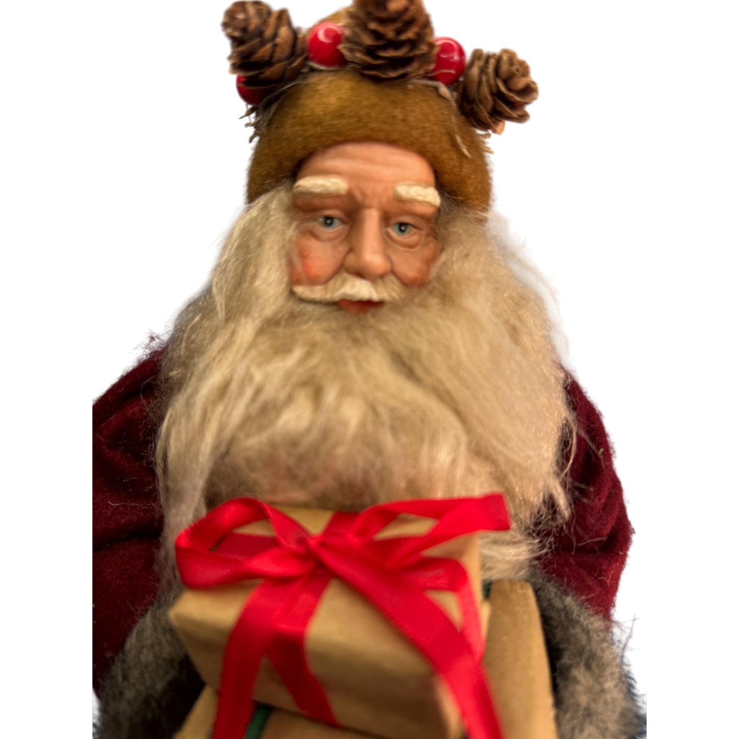Folk Art Santa Claus Figurine Handcrafted Signed by Artist Cook 2018 17 Inch