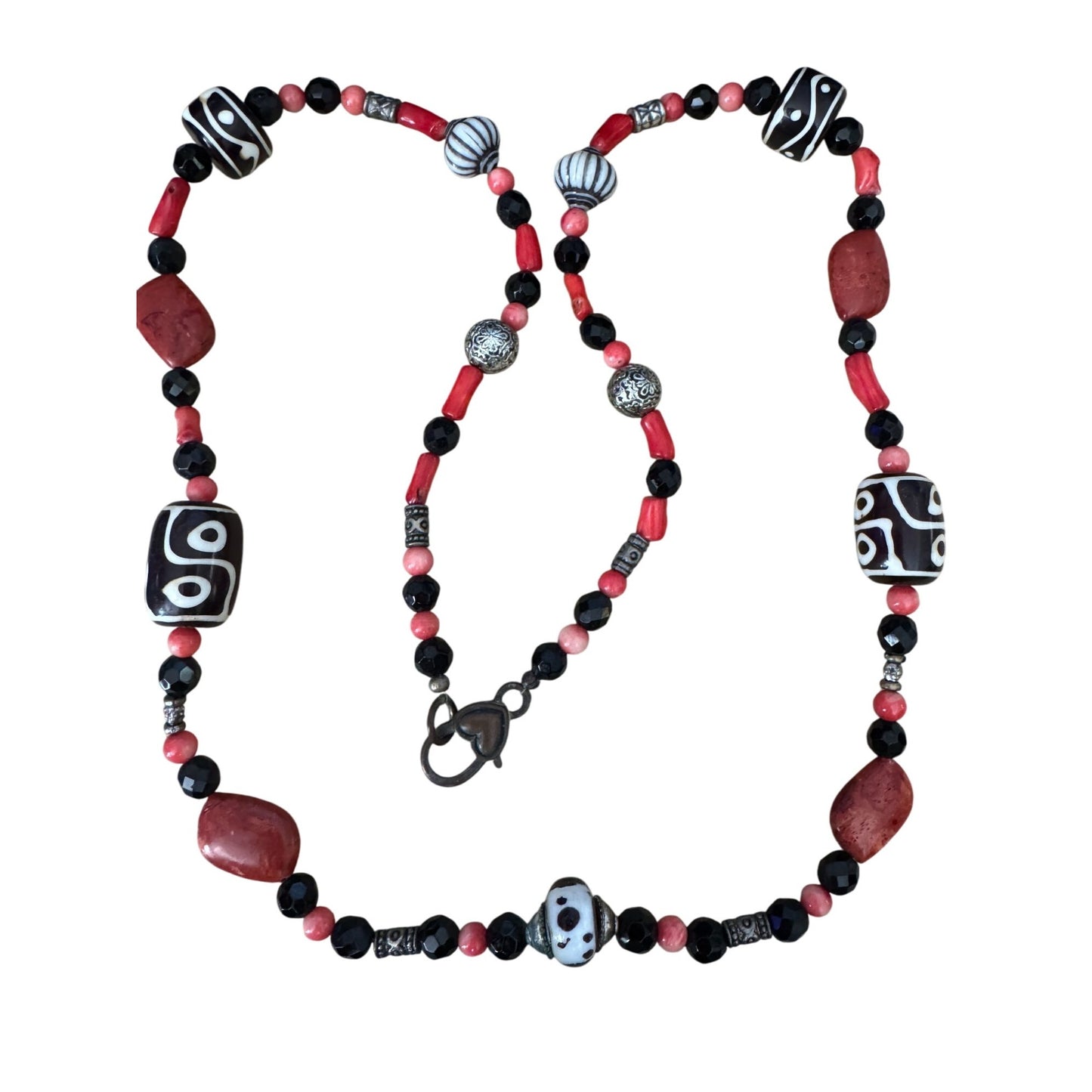 Handcrafted Tribal Tibetan 6 Eye Beads Murano Venetian Glass Beaded Necklace 30"