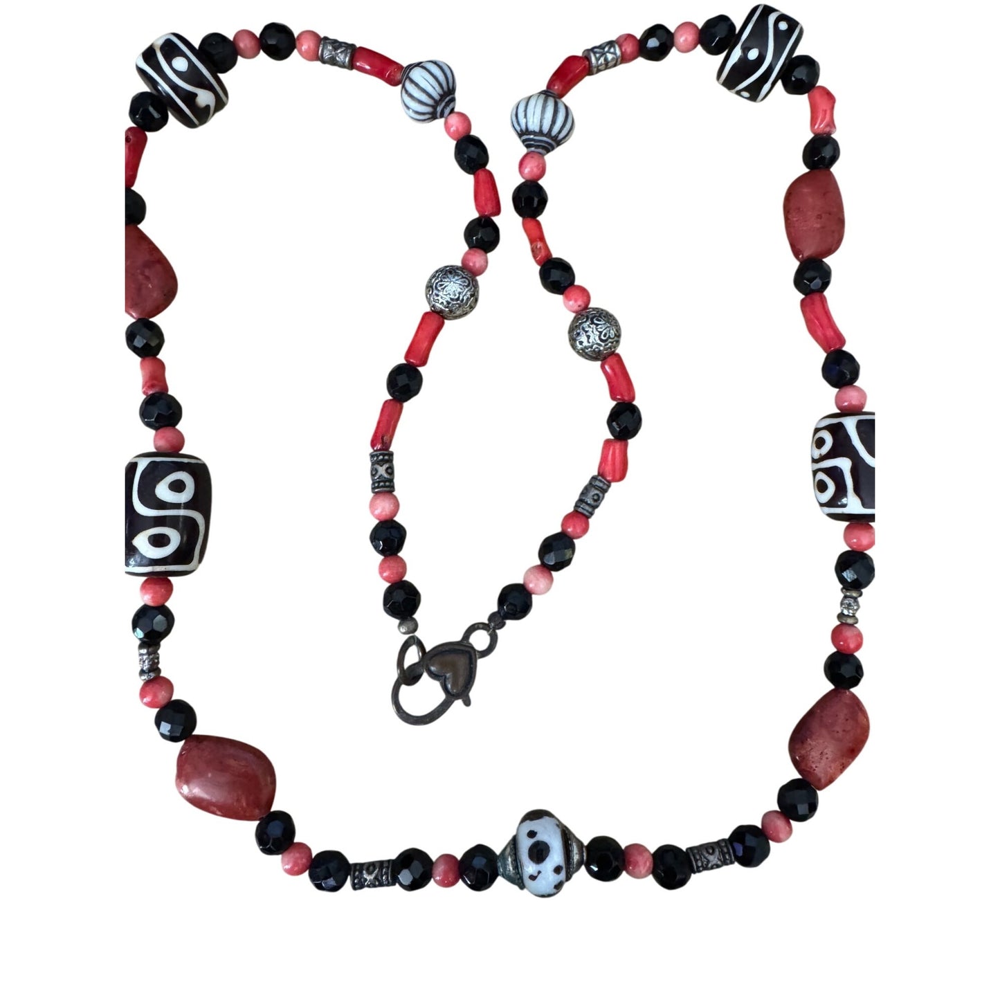 Handcrafted Tribal Tibetan 6 Eye Beads Murano Venetian Glass Beaded Necklace 30"