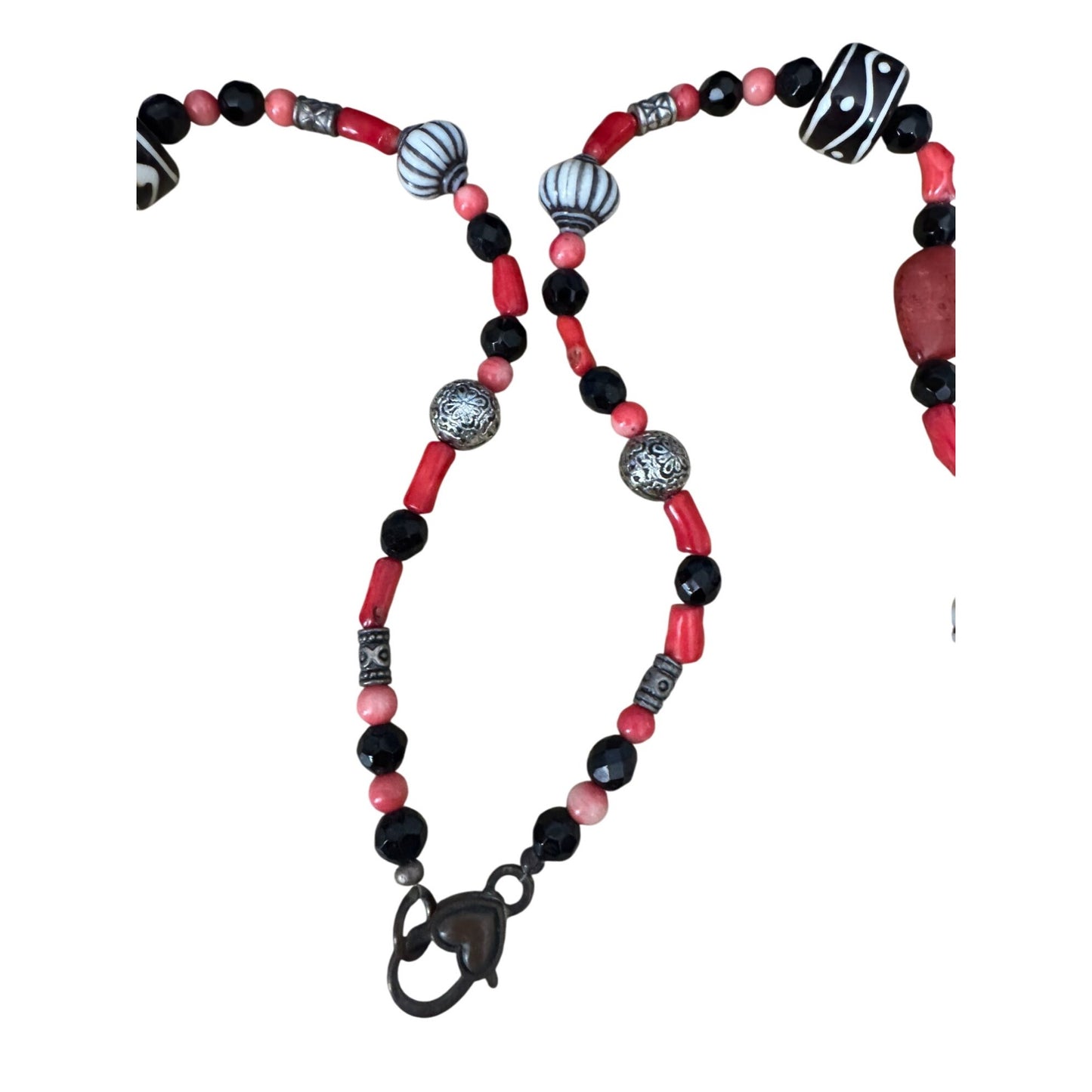 Handcrafted Tribal Tibetan 6 Eye Beads Murano Venetian Glass Beaded Necklace 30"