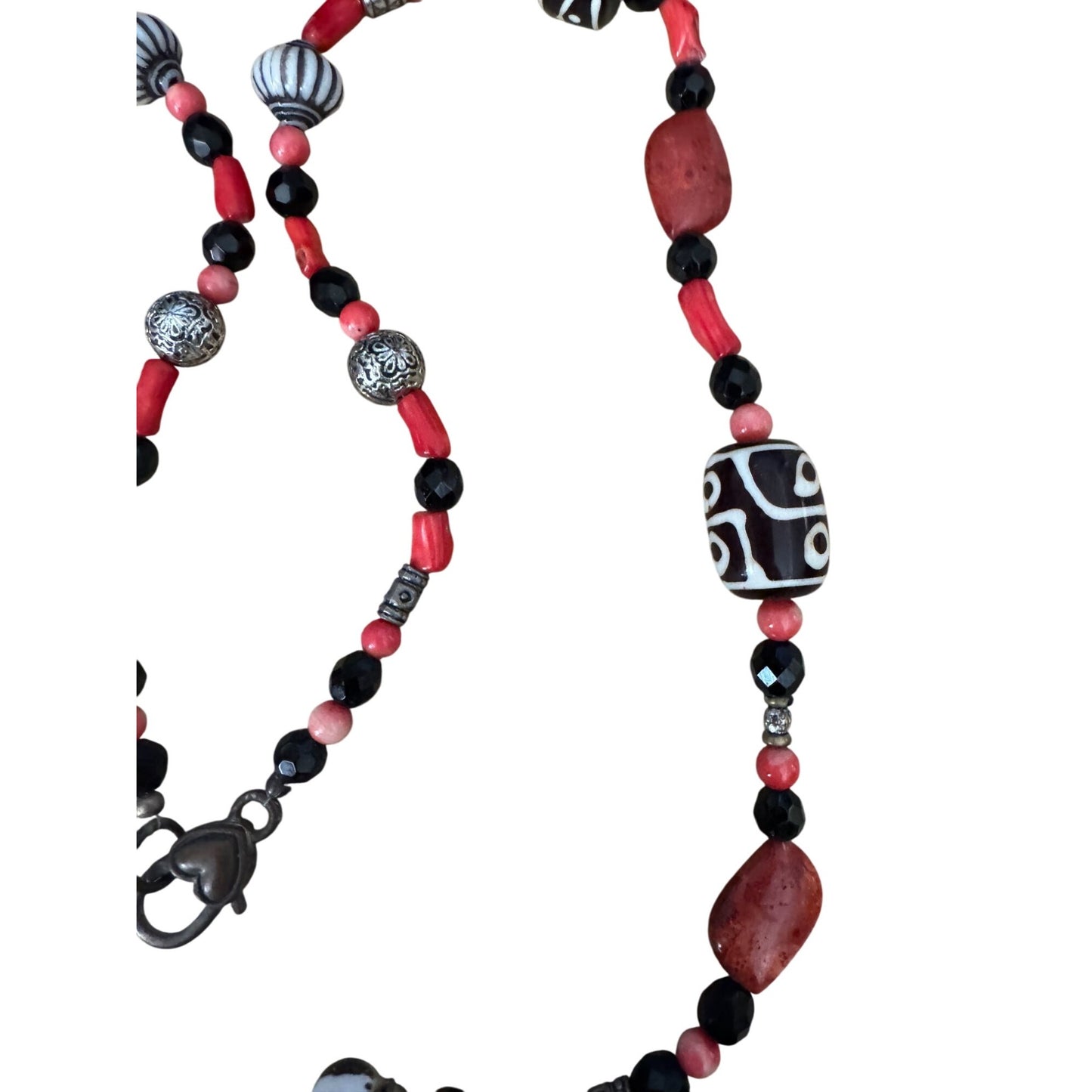 Handcrafted Tribal Tibetan 6 Eye Beads Murano Venetian Glass Beaded Necklace 30"