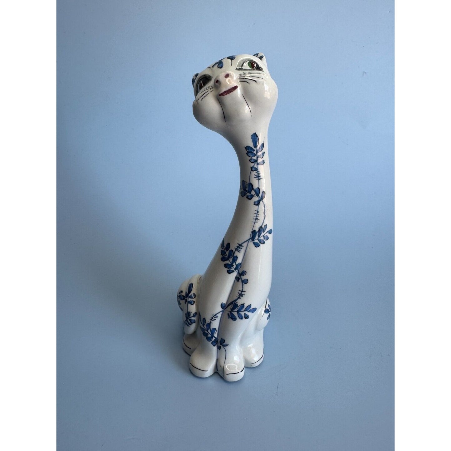 Vintage Mid Century Modern Long Necked Anthropomorphic Cat Figurine Italy