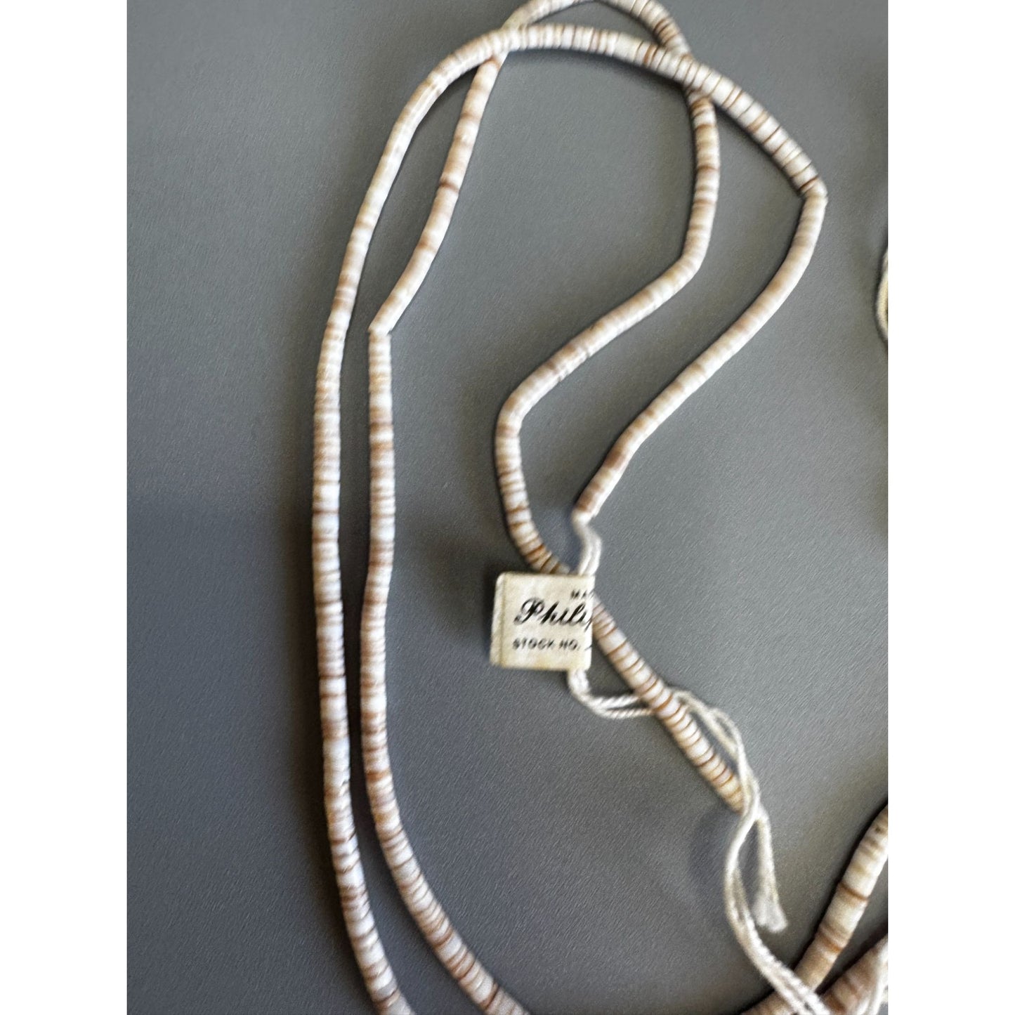 Philippines Shell Heishi Beads 2 Strands Natural Cream 24" Each NOS With Tag 24g