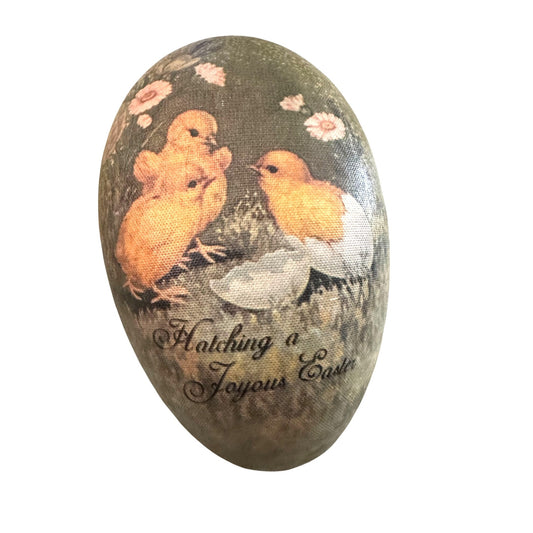 Bethany Lowe Large Paper Mache Easter Egg Container Chick Design Floral Interior