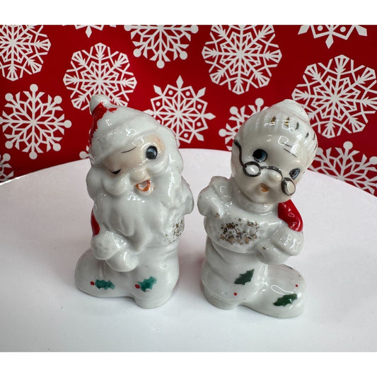 Vintage Japan Santa And Mrs Claus Porcelain Christmas Figurines   3.25"