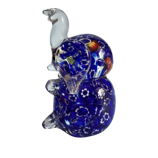 Venetian Millefiori Art Glass Elephant Figurine Paperweight 4.5"