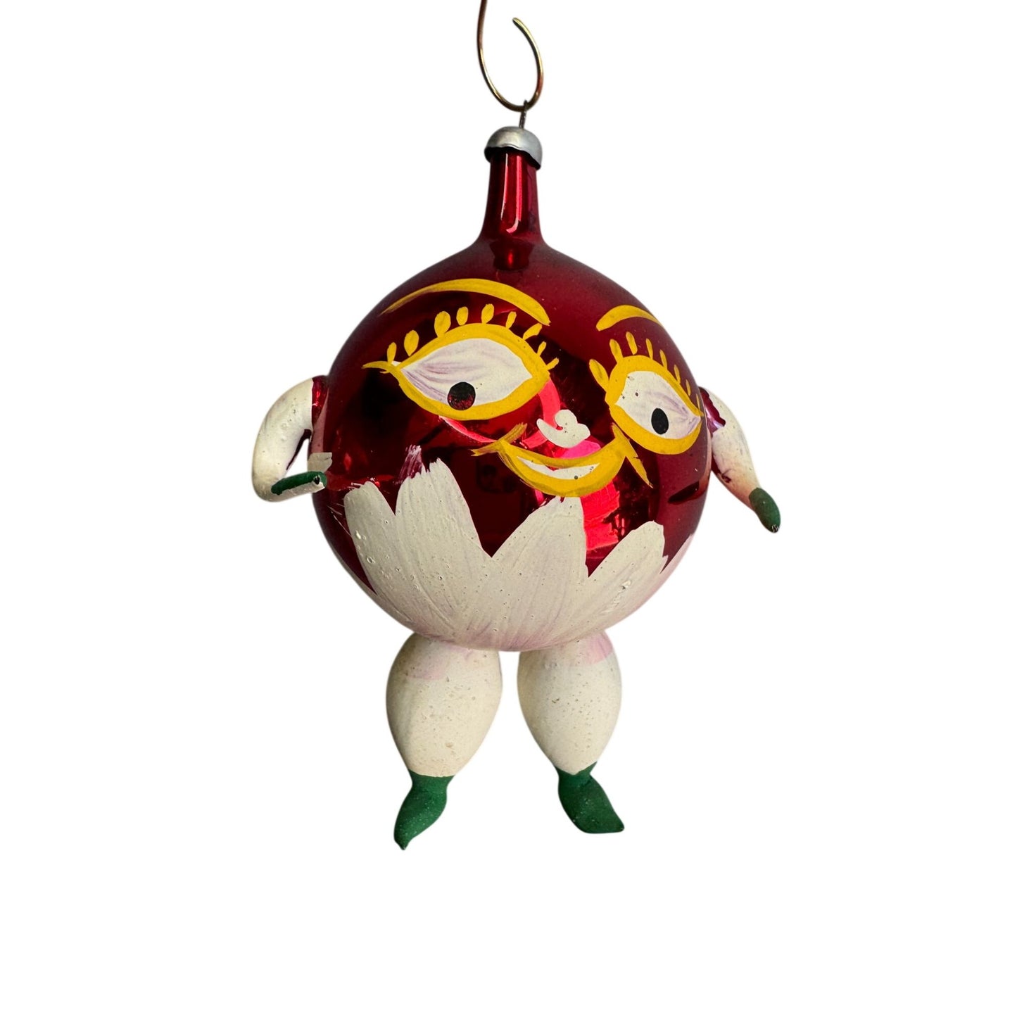 De Carlini Italy Humpty Dumpty Blown Glass Christmas Ornament Red 3 1/2" Box
