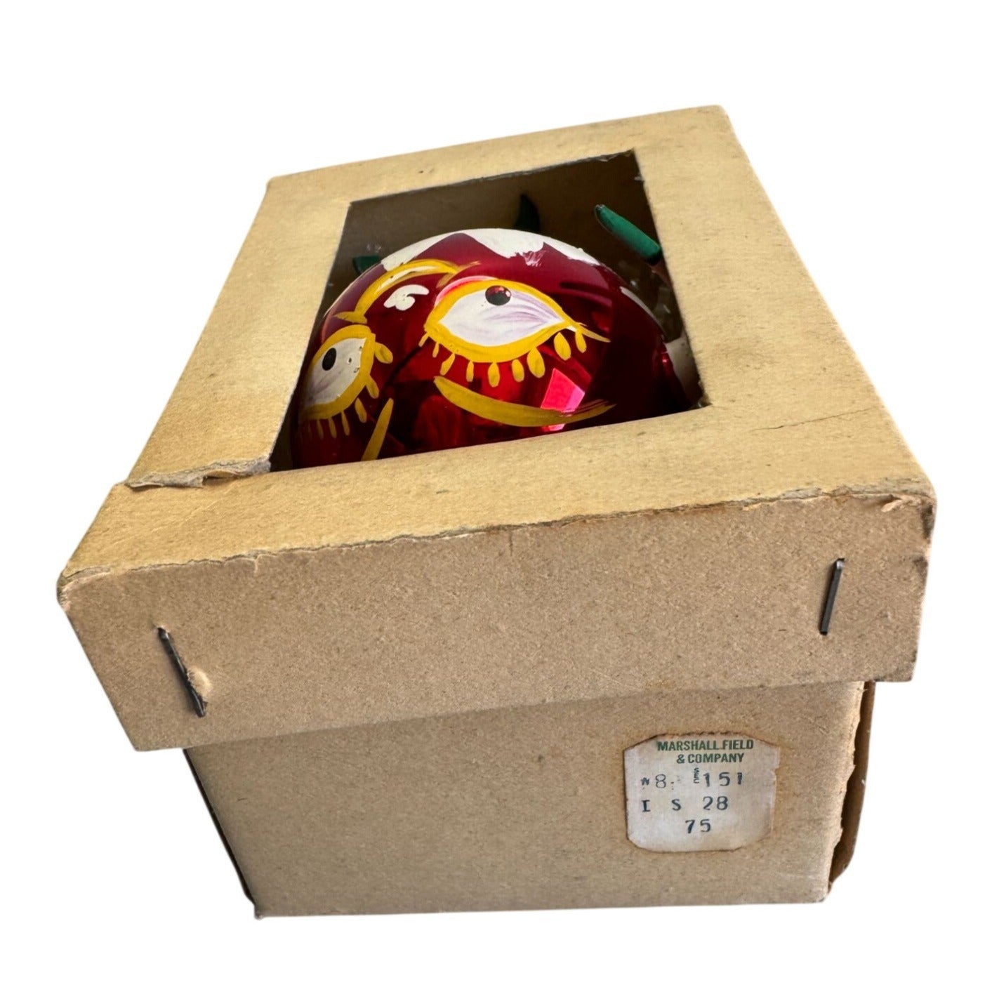 De Carlini Italy Humpty Dumpty Blown Glass Christmas Ornament Red 3 1/2" Box