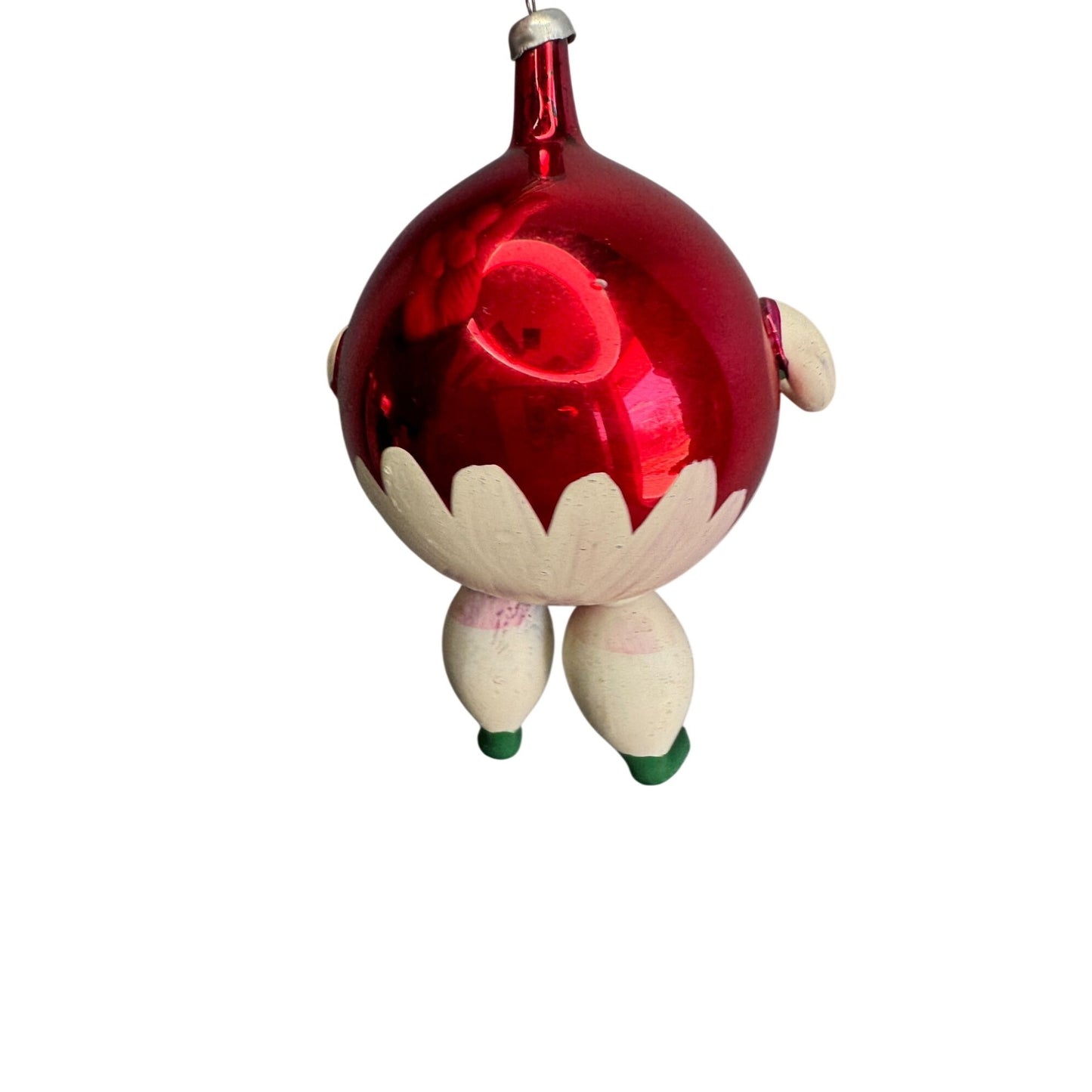 De Carlini Italy Humpty Dumpty Blown Glass Christmas Ornament Red 3 1/2" Box