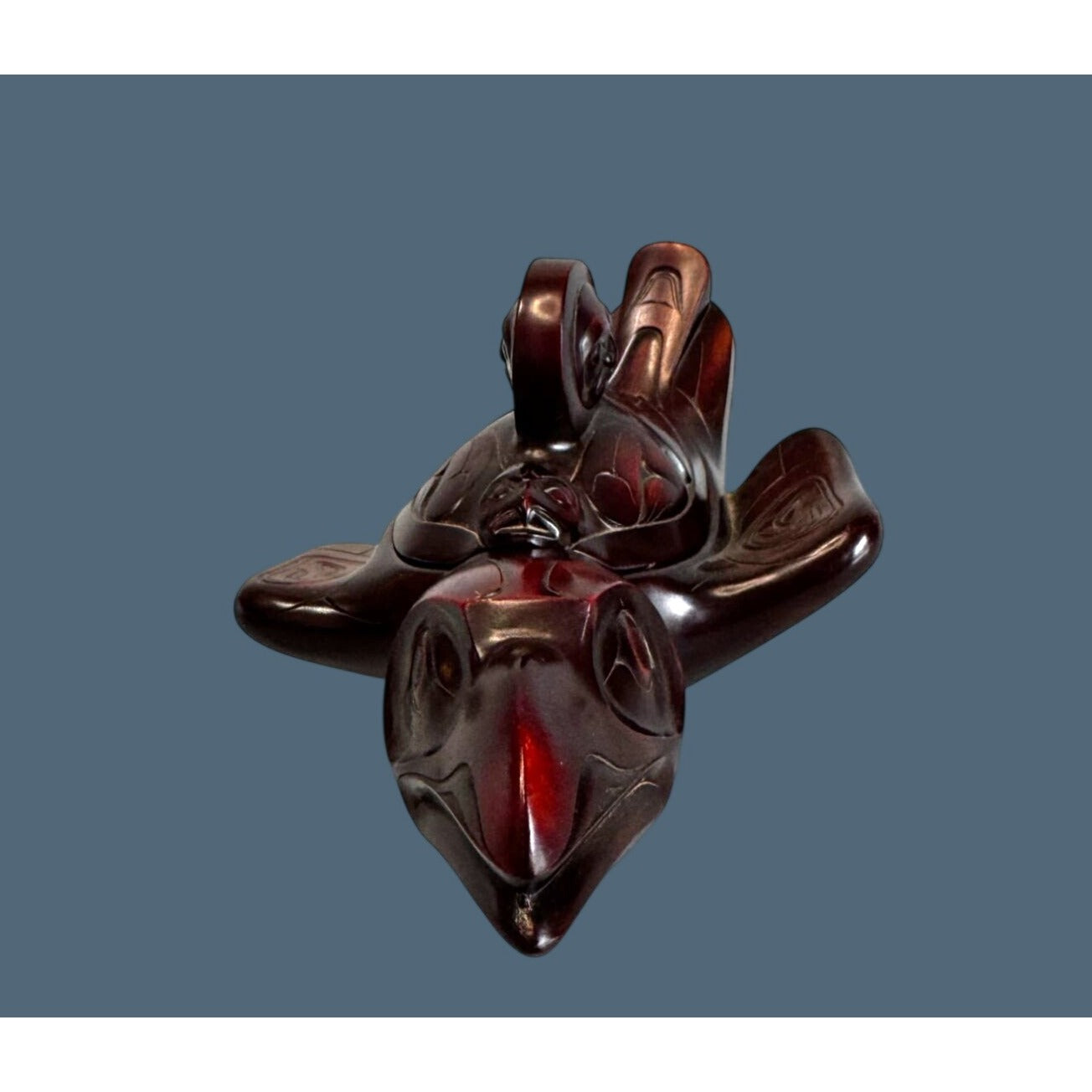 BOMA Canada Hand Carved Solid Wood Raven Trinket Box 9 Inch Brown