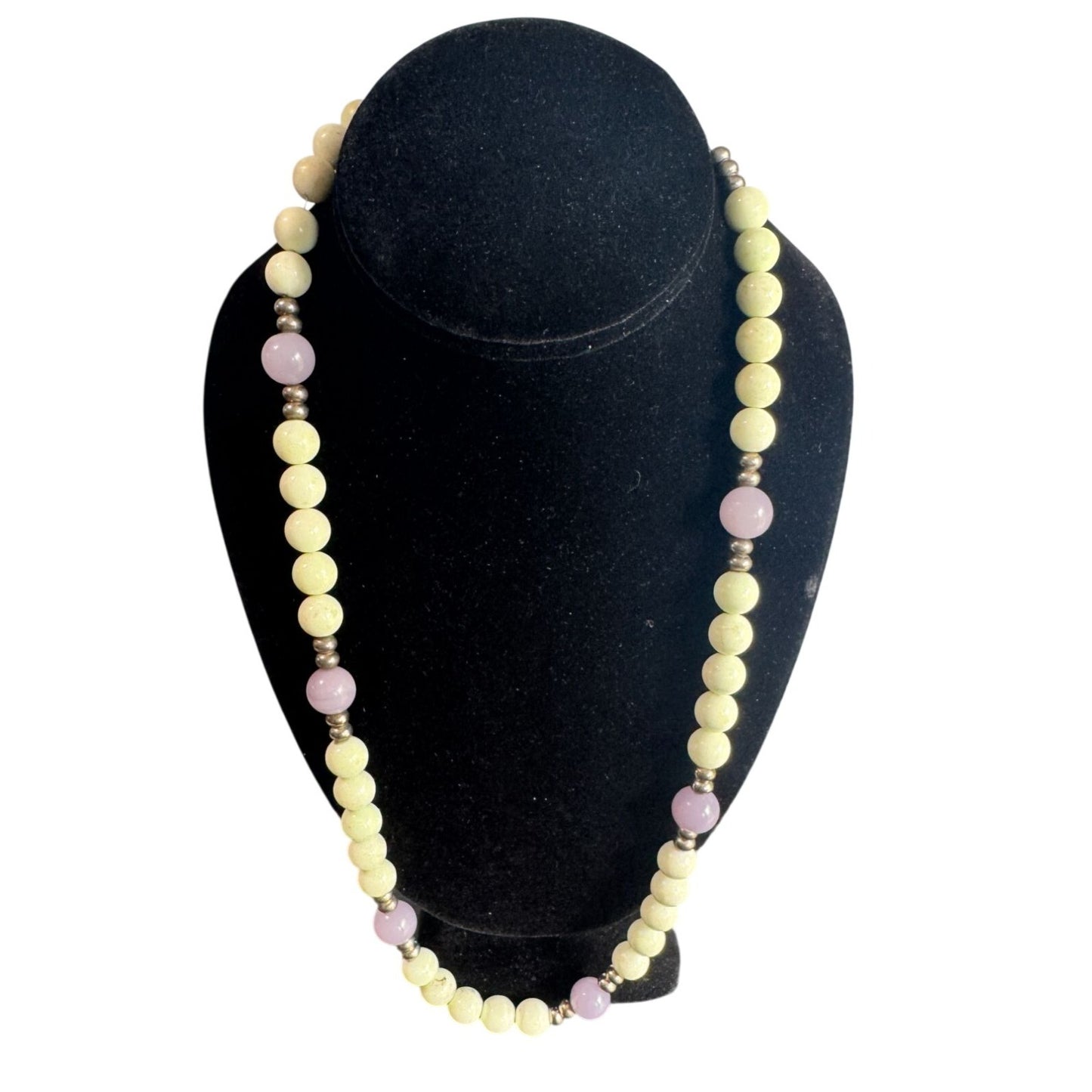 Jay King DTR Green Purple Gemstone Bead Necklace 23" 925 Sterling