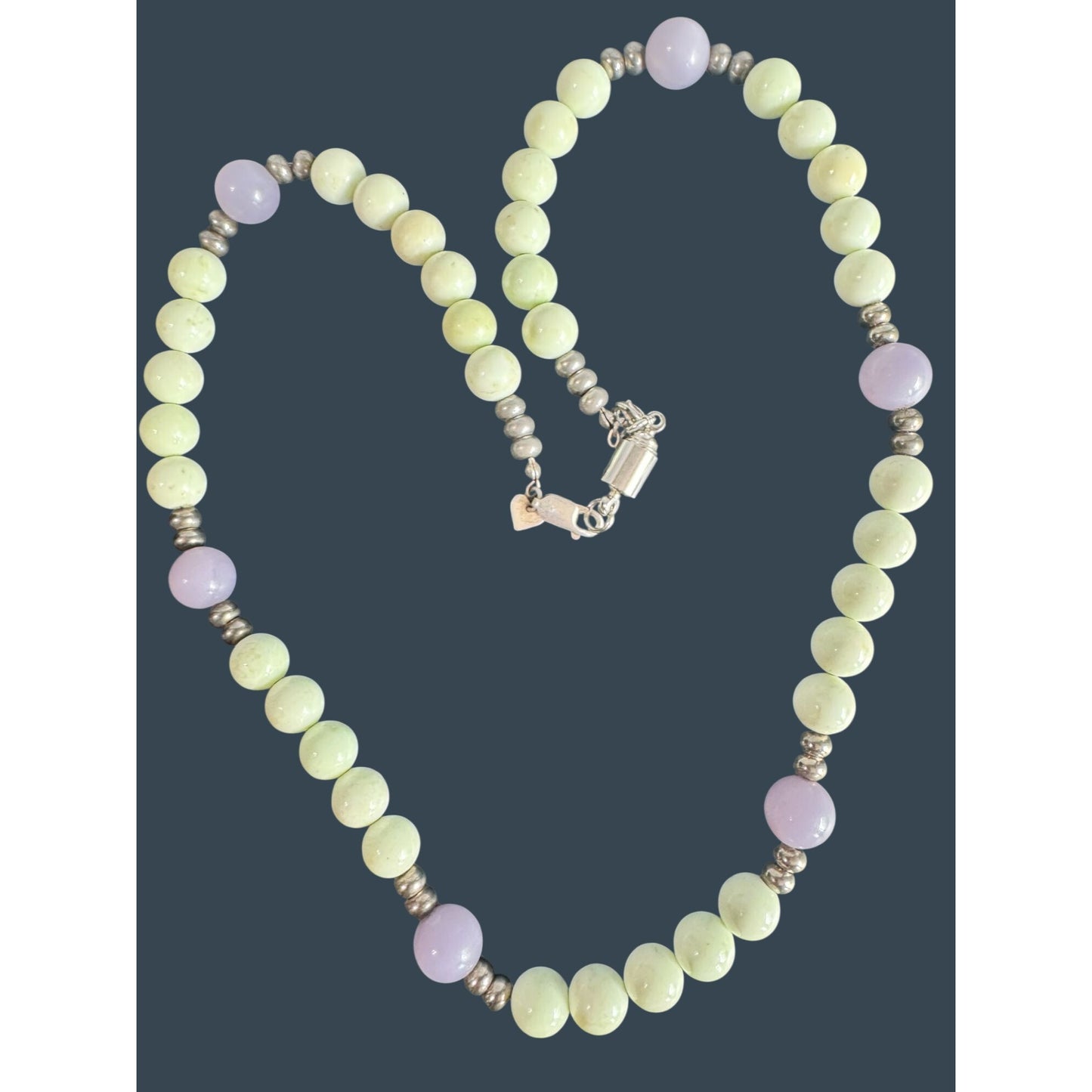 Jay King DTR Green Purple Gemstone Bead Necklace 23" 925 Sterling