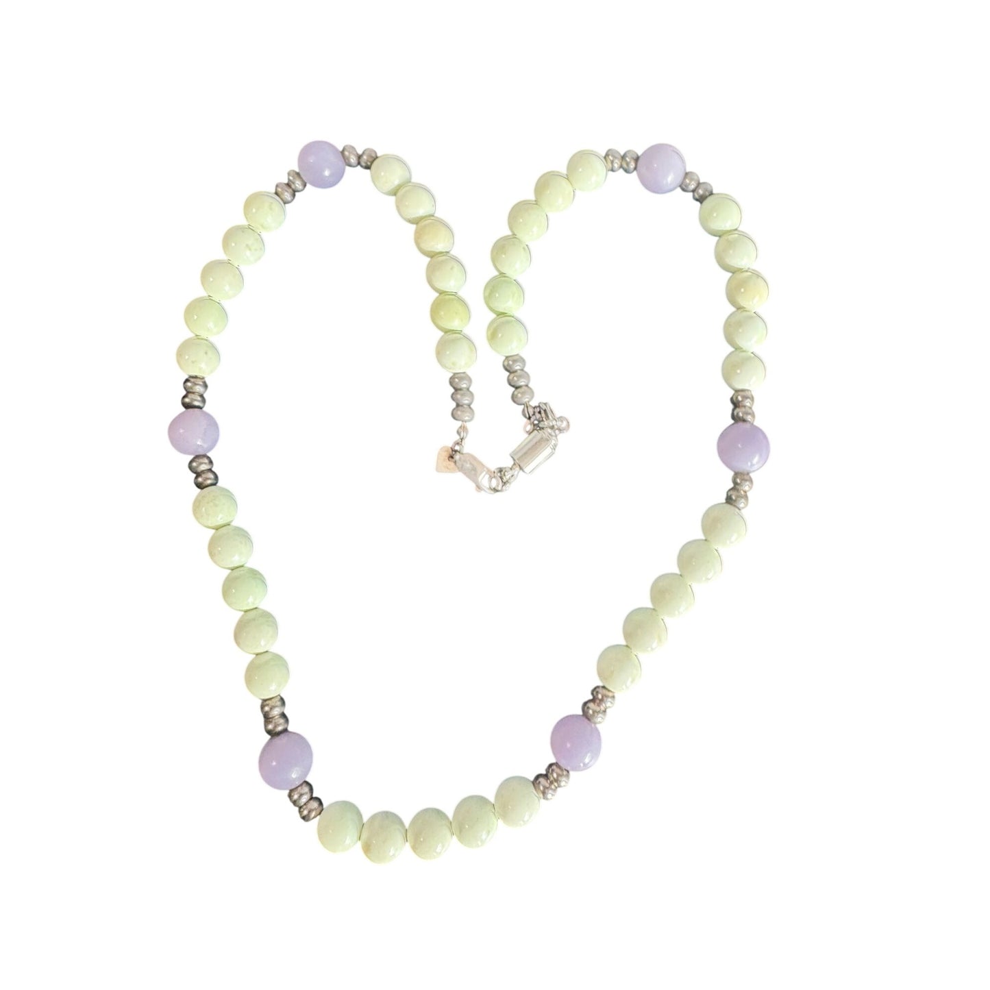 Jay King DTR Green Purple Gemstone Bead Necklace 23" 925 Sterling