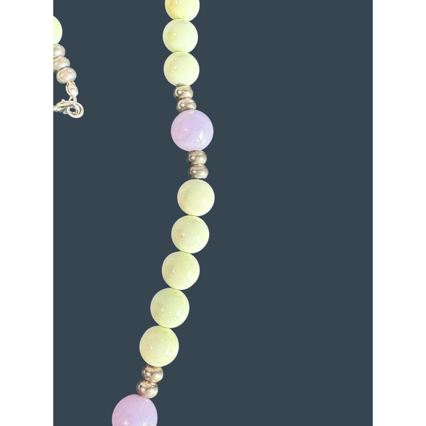 Jay King DTR Green Purple Gemstone Bead Necklace 23" 925 Sterling
