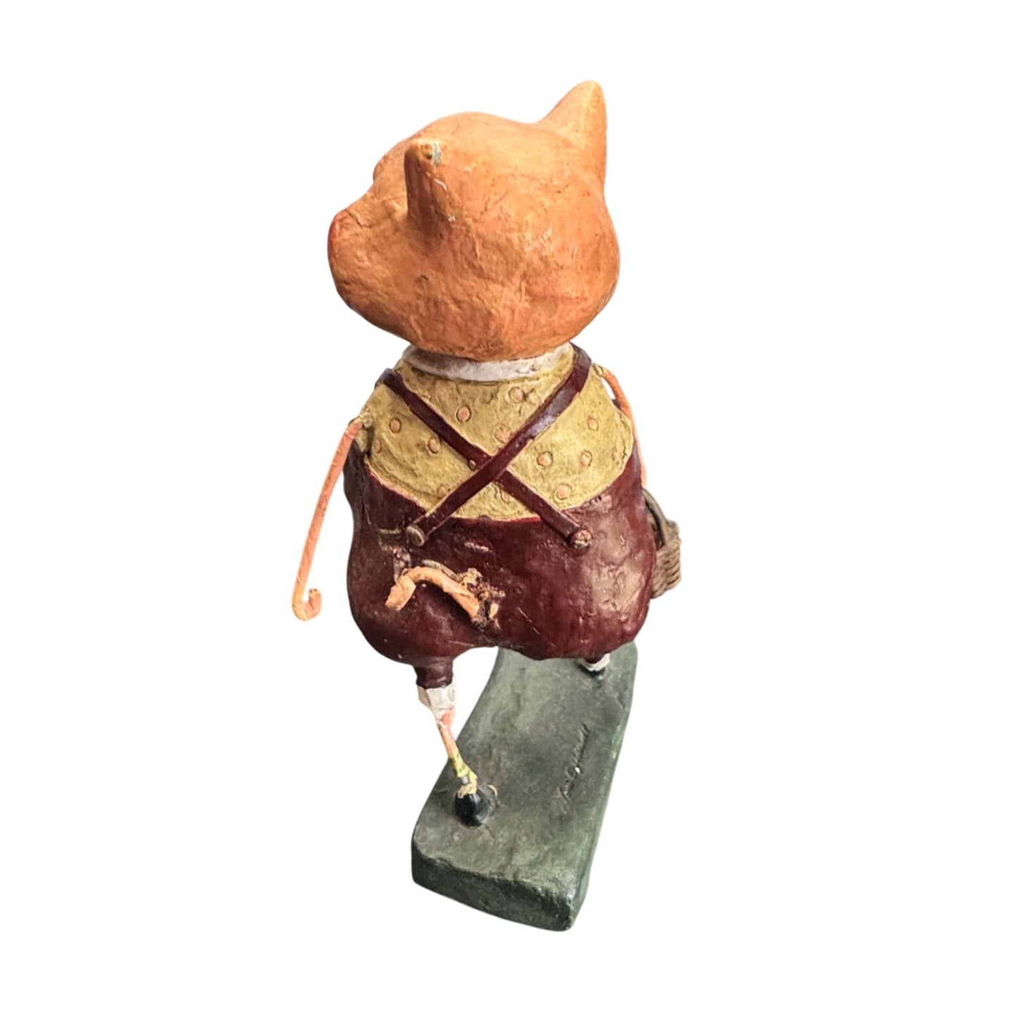 Lori Mitchell Three Little Pigs Figure Folk Art Resin Paper Pulp 6 1/4" Repair