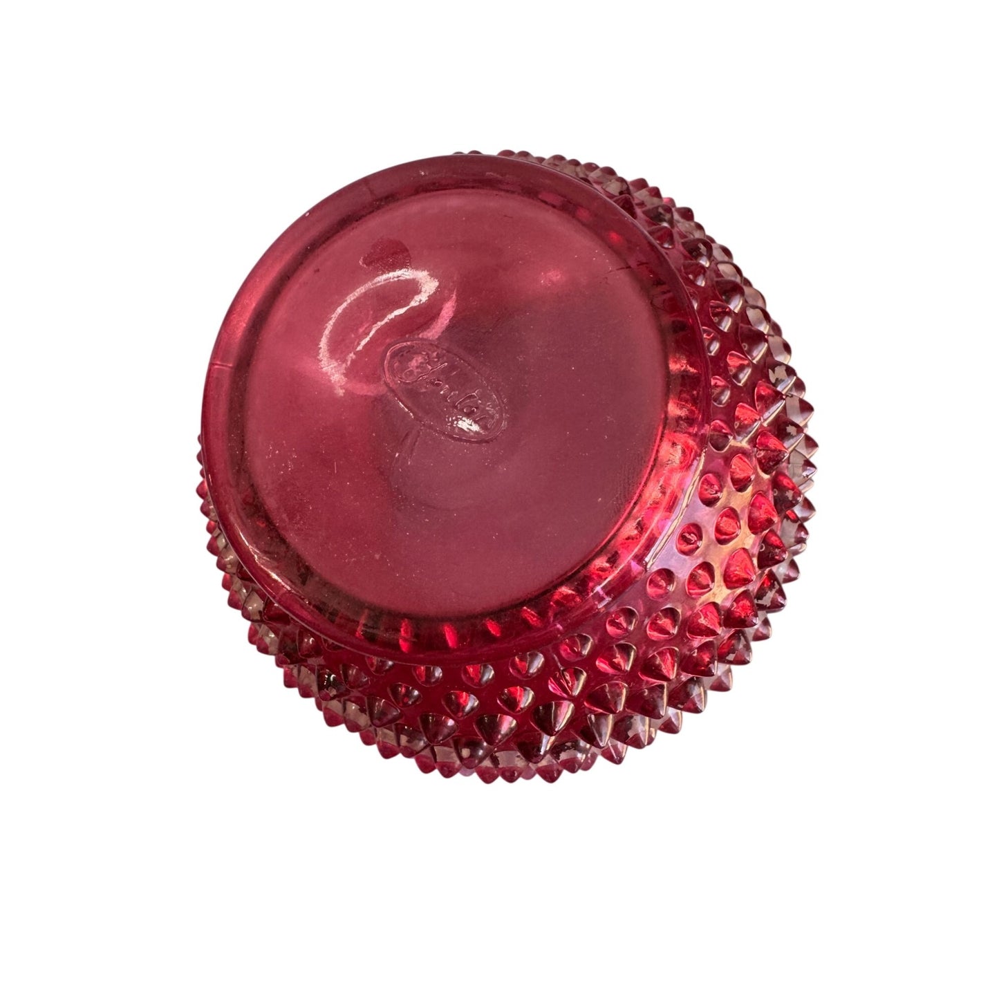 Fenton Cranberry Opalescent Hobnail Rose Bowl Ruffled Vase Art Glass