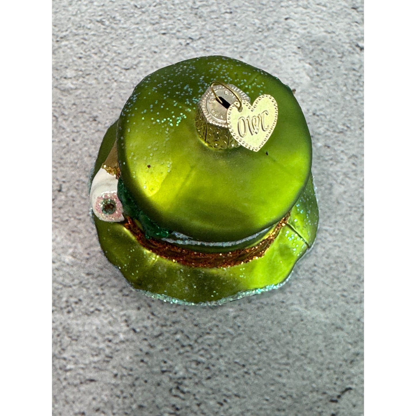 Green Leprechaun Shamrocks Hat Glass Christmas Ornament Old World Christmas