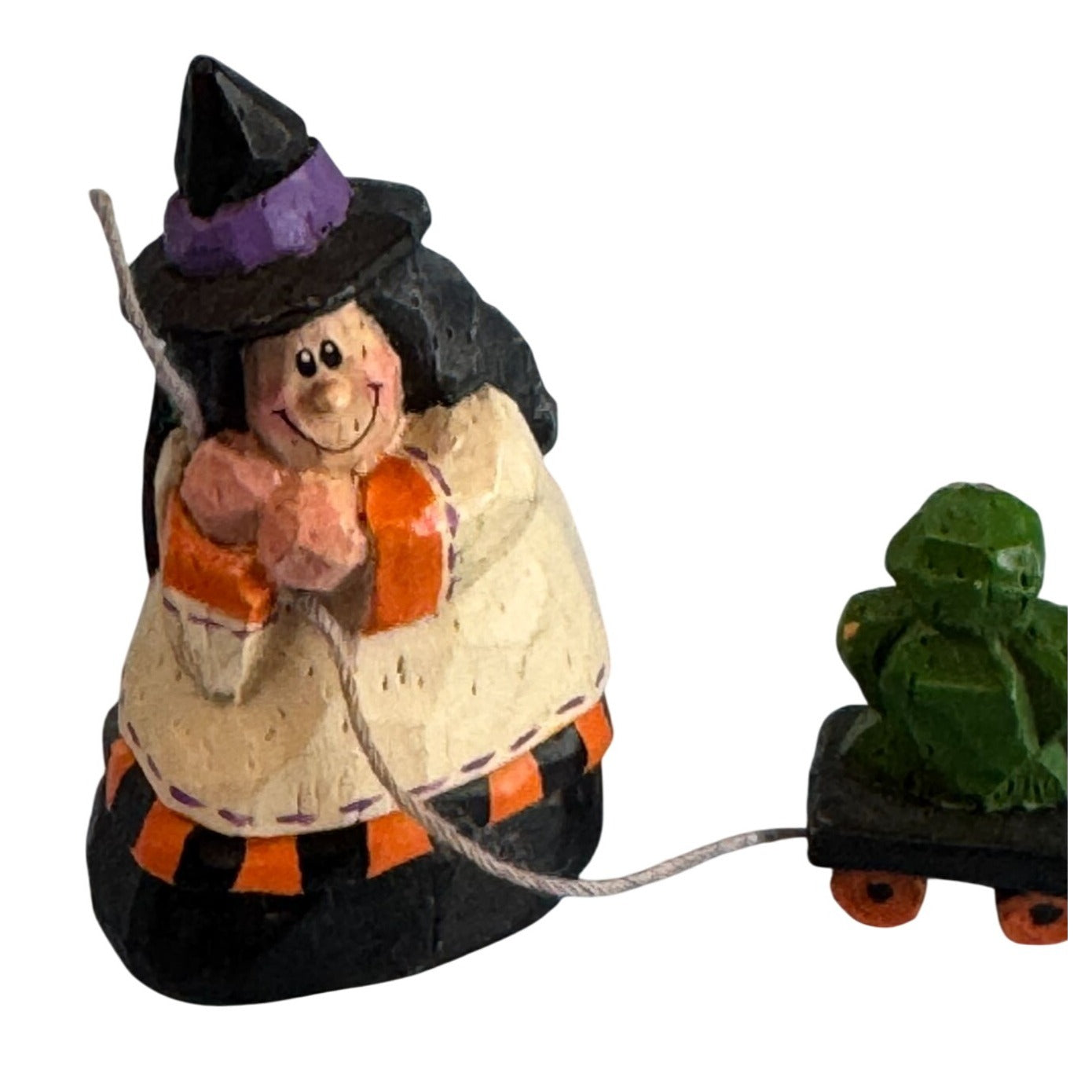 Eddie Walker Midwest Of Canon Falls Witch Figurine Pulling Frog Cart Miniature 2"