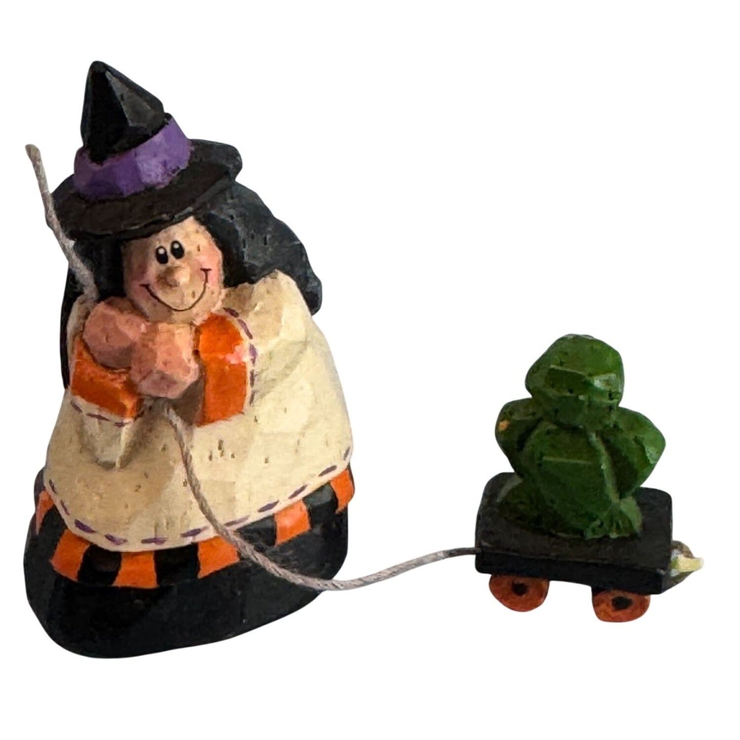 Eddie Walker Midwest Of Canon Falls Witch Figurine Pulling Frog Cart Miniature 2"