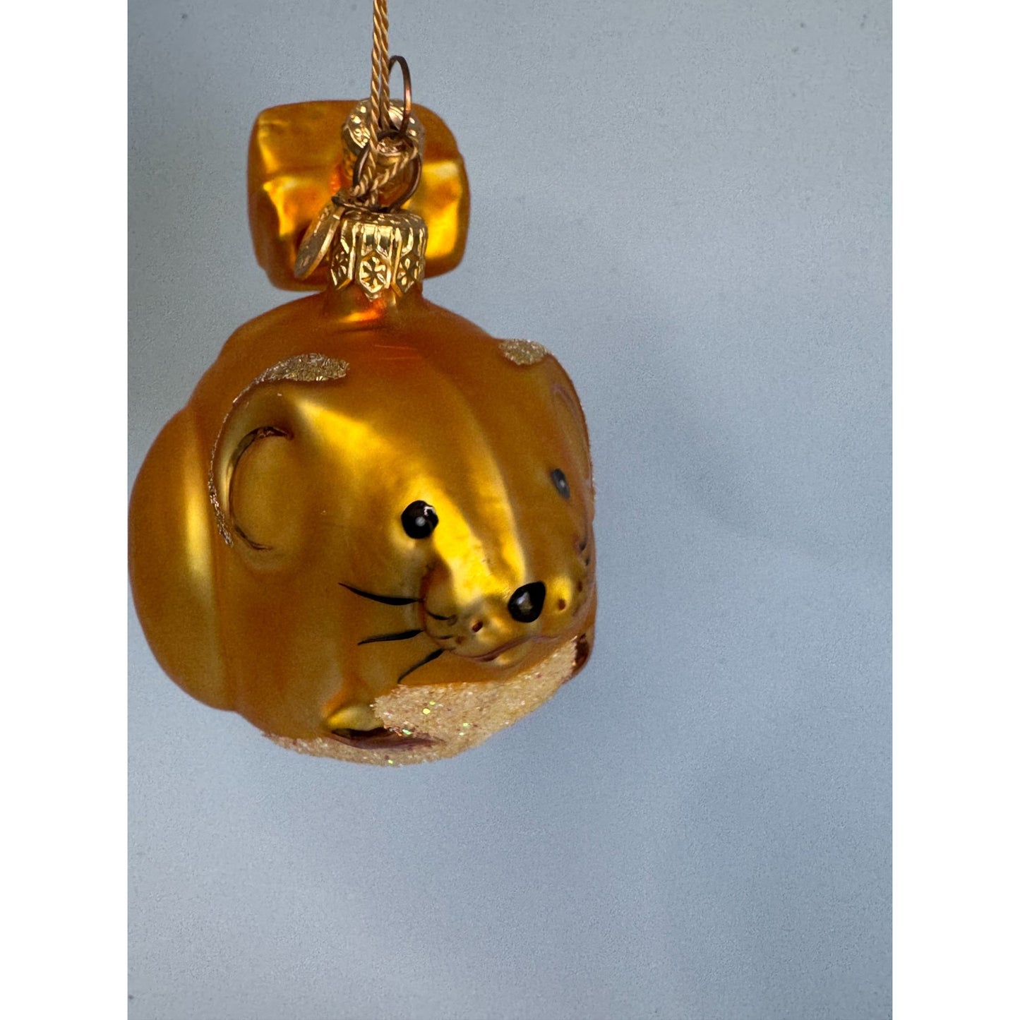 Dept 56 Blown Glass Mouse & Cheese Ornament Gold 3 1/4" Long Holiday Decor Collectible
