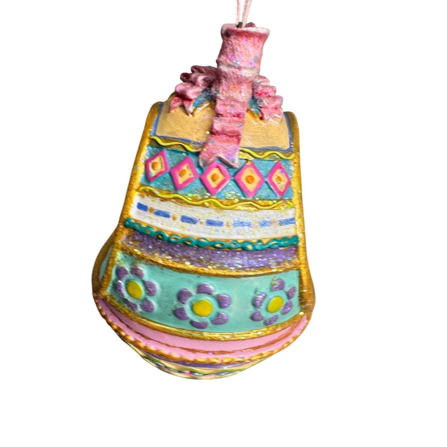 Glittered Easter Bunny Egg Diorama Ornament Pastel Spring Decor 4