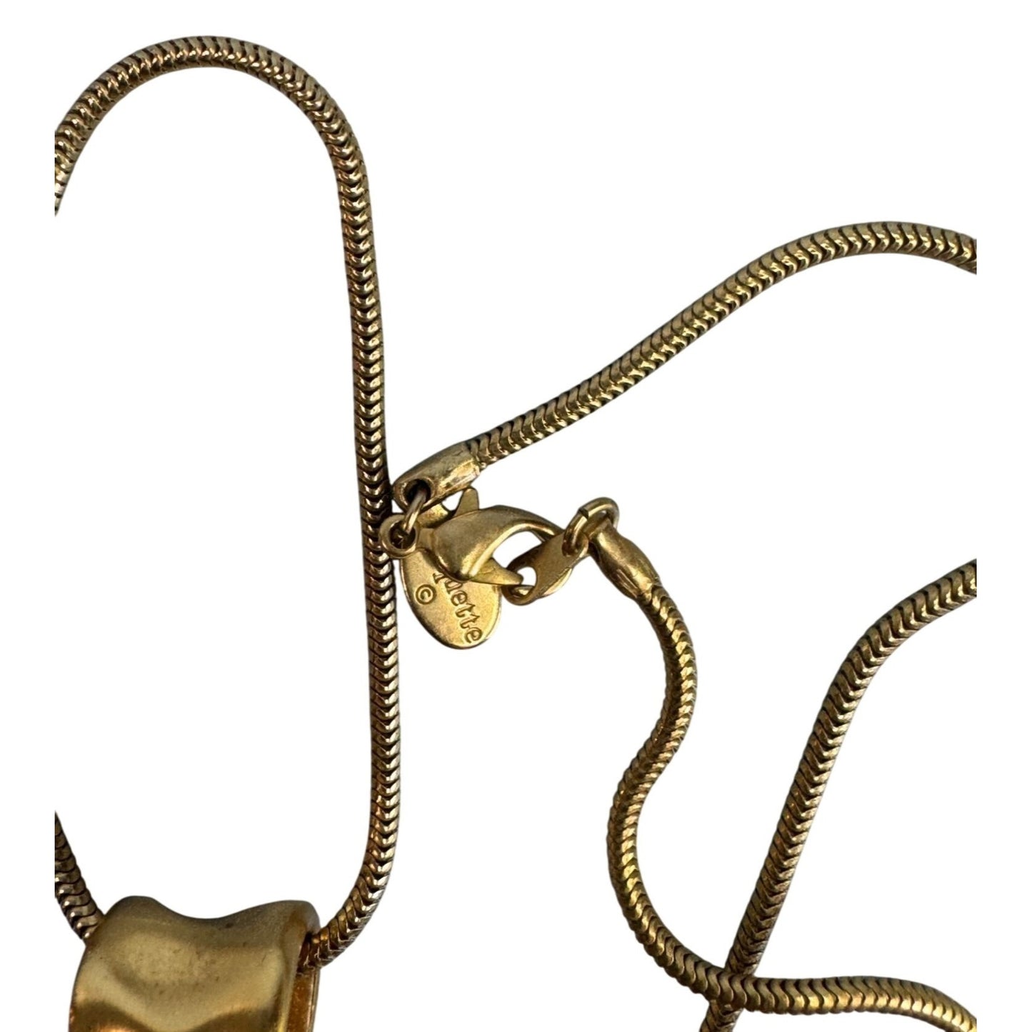 Paquette Designer Signed Necklace 28" Gold Tone Pendant With Interlocking Rings