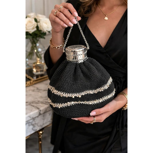 erman Art Deco Mesh Evening Purse Gate Frame Accordion Rhinestone 7 1/2"