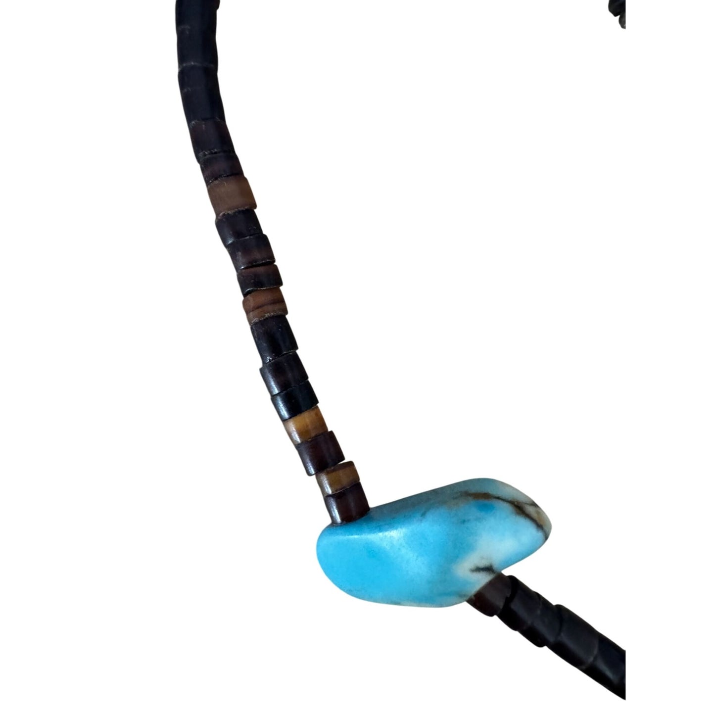 Handcrafted Blue Howlite & Tiger Eye Beaded Necklace With Hook Clasp 16"