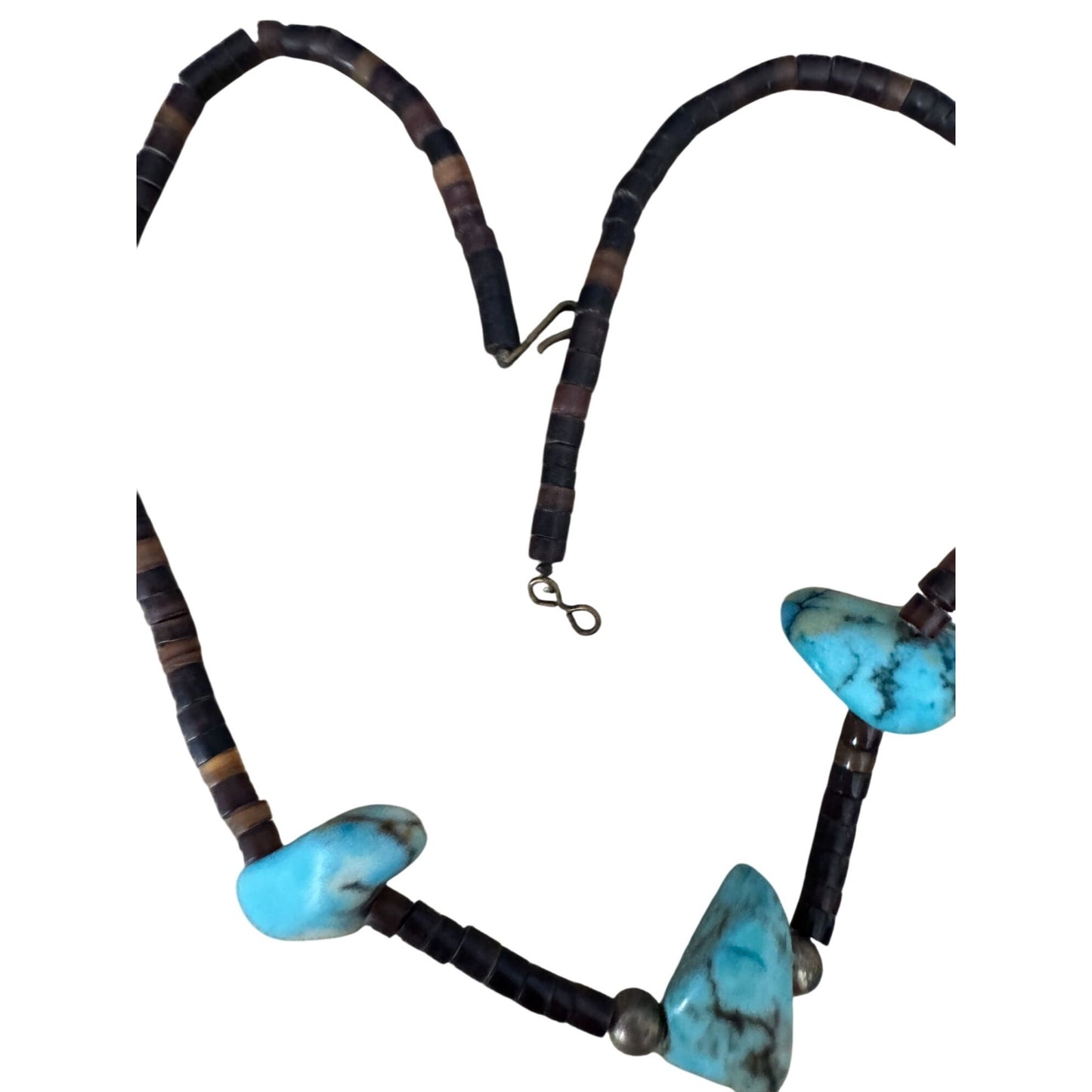 Handcrafted Blue Howlite & Tiger Eye Beaded Necklace With Hook Clasp 16"