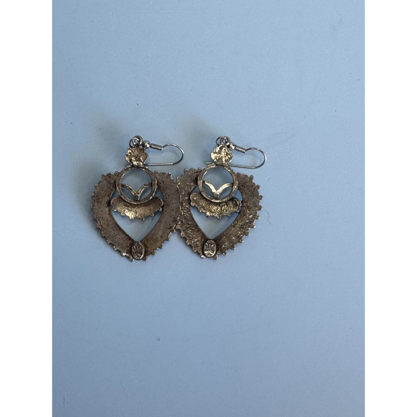 Vintage Southwestern Silver Tone Block Turquoise Earrings by Sancrest Jewelry