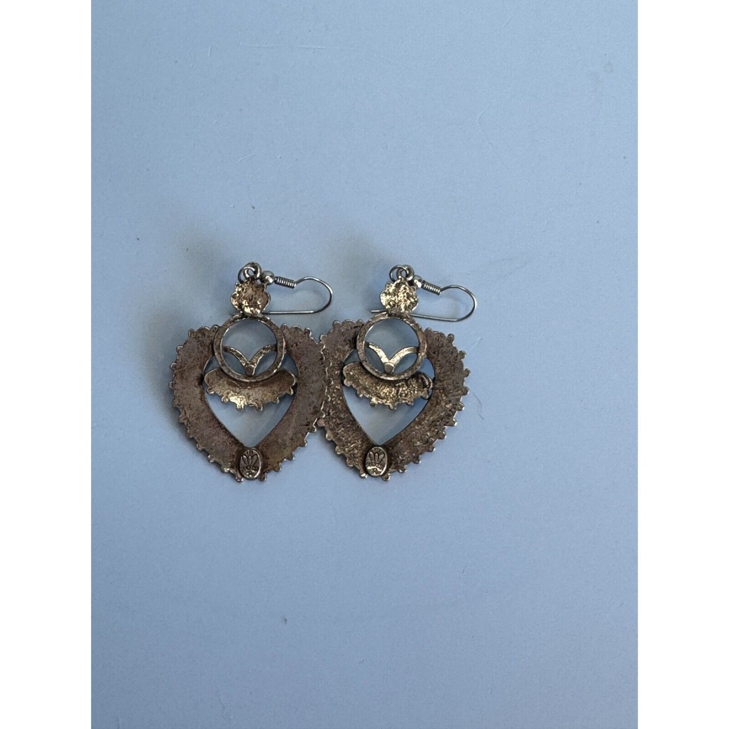 Vintage Southwestern Silver Tone Block Turquoise Earrings by Sancrest Jewelry