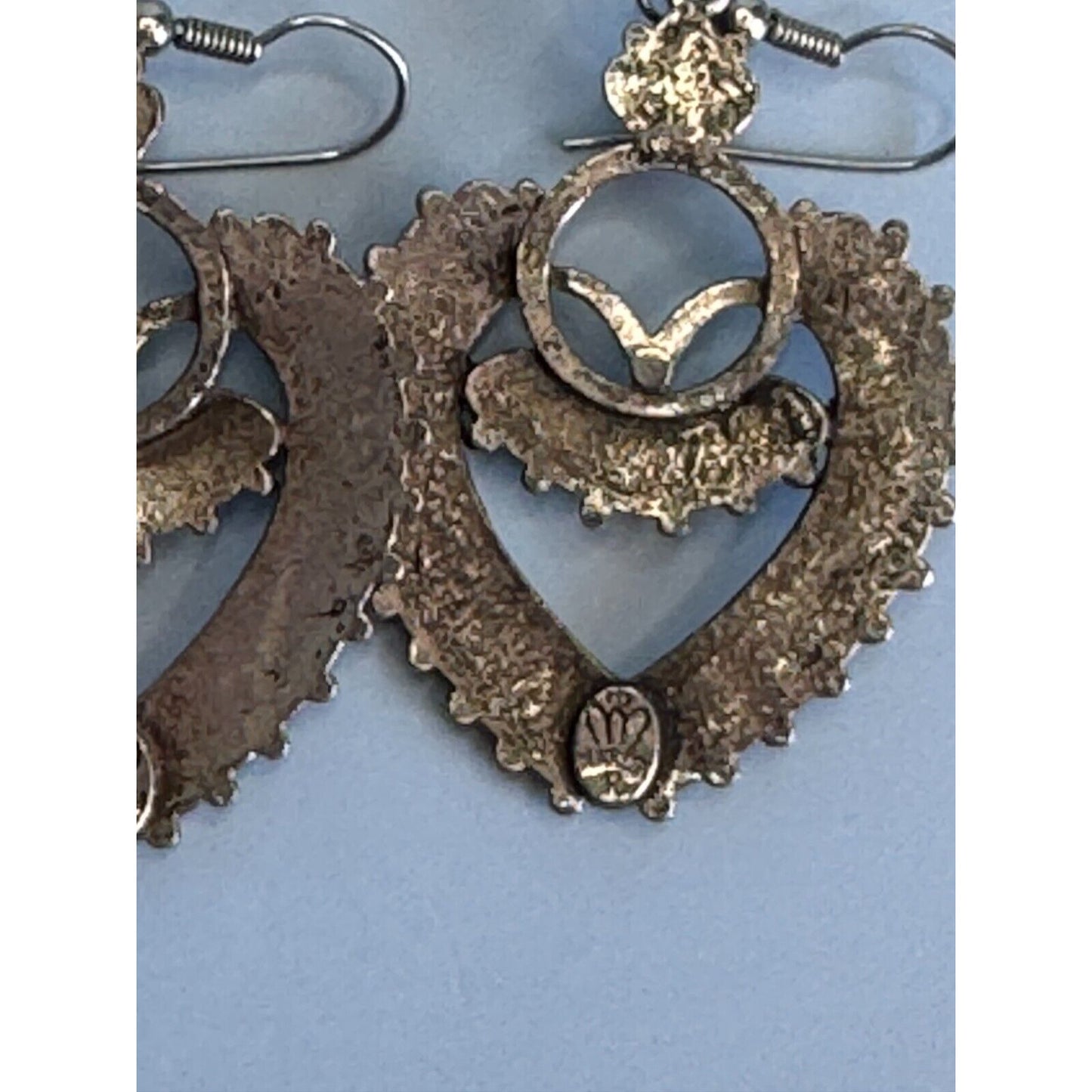 Vintage Southwestern Silver Tone Block Turquoise Earrings by Sancrest Jewelry