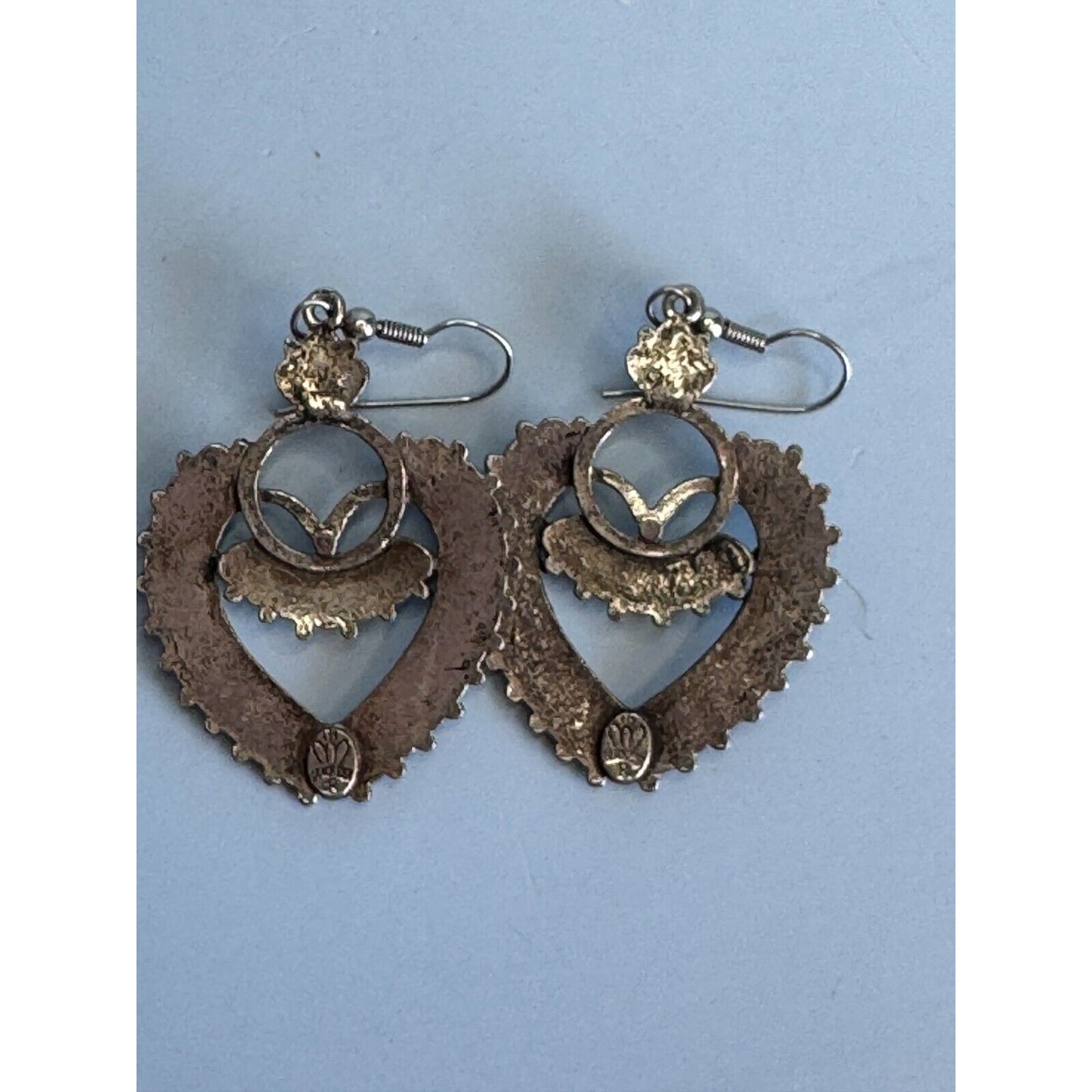 Vintage Southwestern Silver Tone Block Turquoise Earrings by Sancrest Jewelry