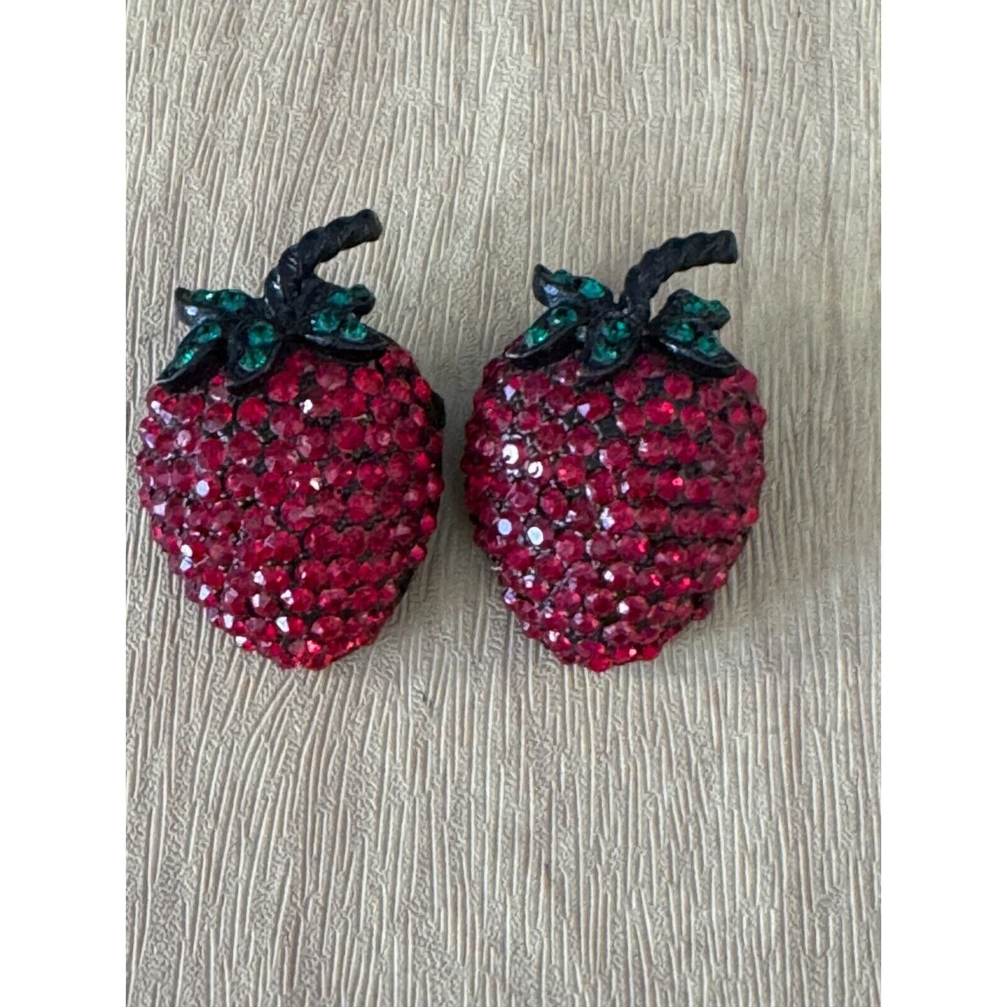 Vintage Classic Weis Red Rhinestone Strawberry Pins Missing 1 Rhinestone On One