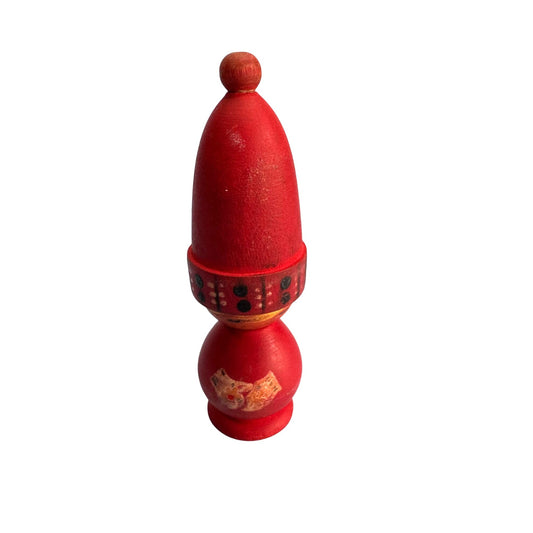 Handcrafted Svensk Slöjd Swedish Wooden Red Christmas Elf Boy Figure Decor 4"