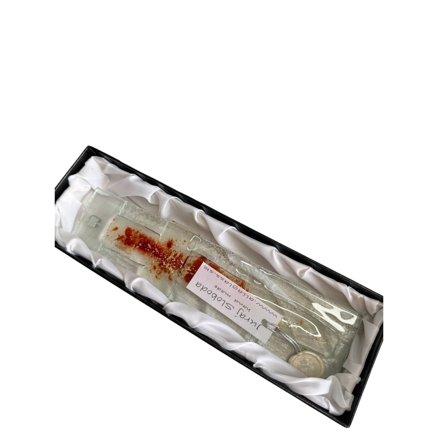 Juraj Sloboda Fused Glass Wall Art Brown Cross 12" x 3" Handmade 2024