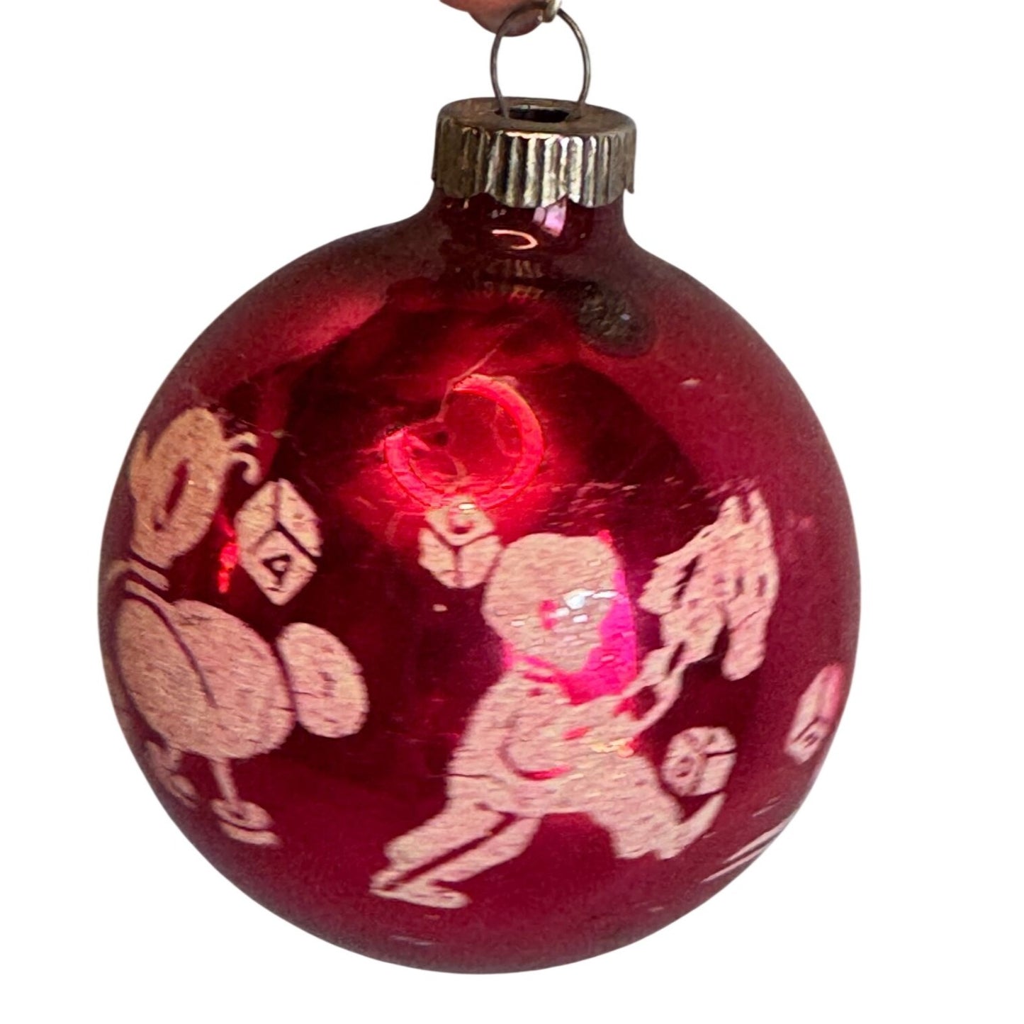 Shiny Brite Glass Ball Ornament Red Bears Blocks Drum 2 1/2 Inches
