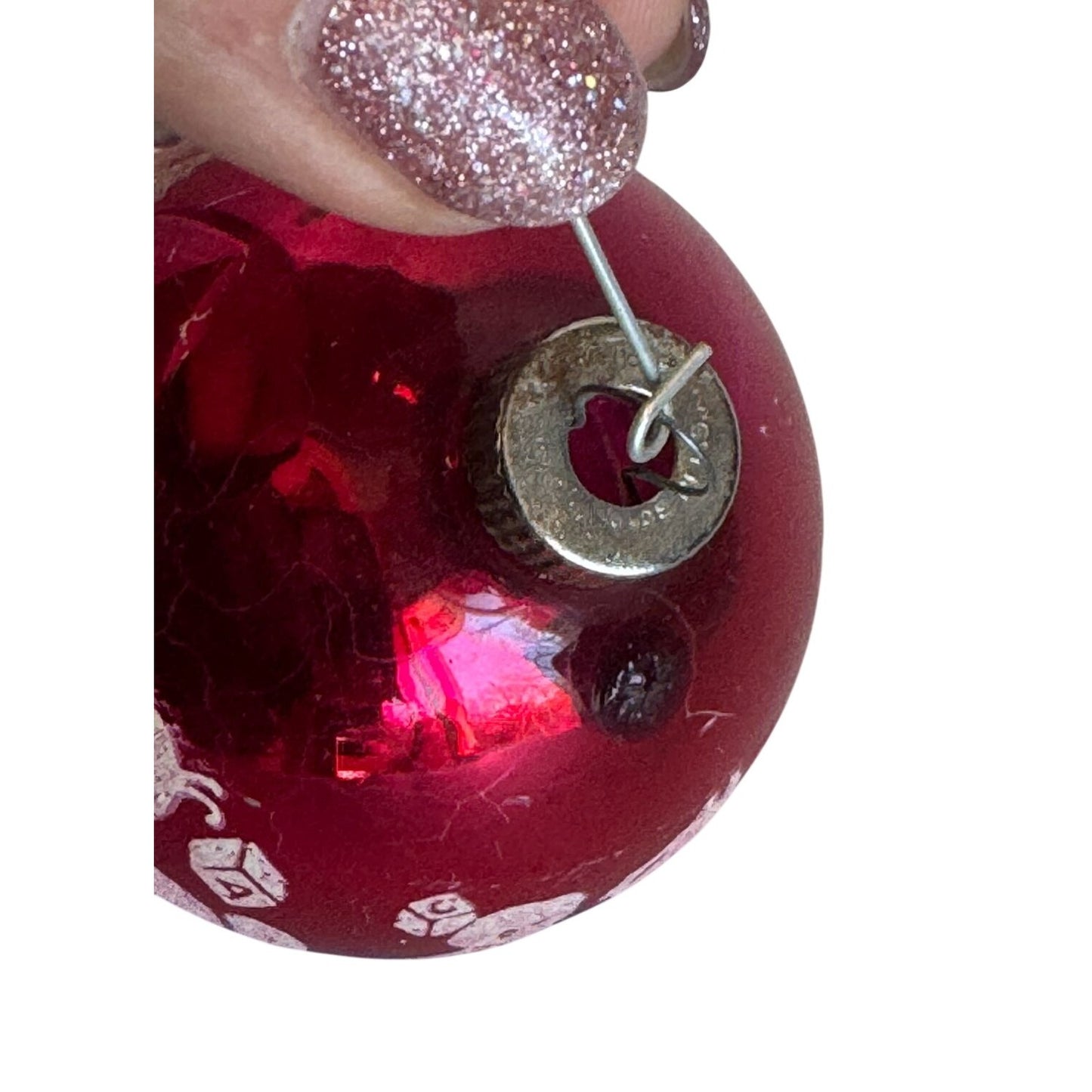 Shiny Brite Glass Ball Ornament Red Bears Blocks Drum 2 1/2 Inches