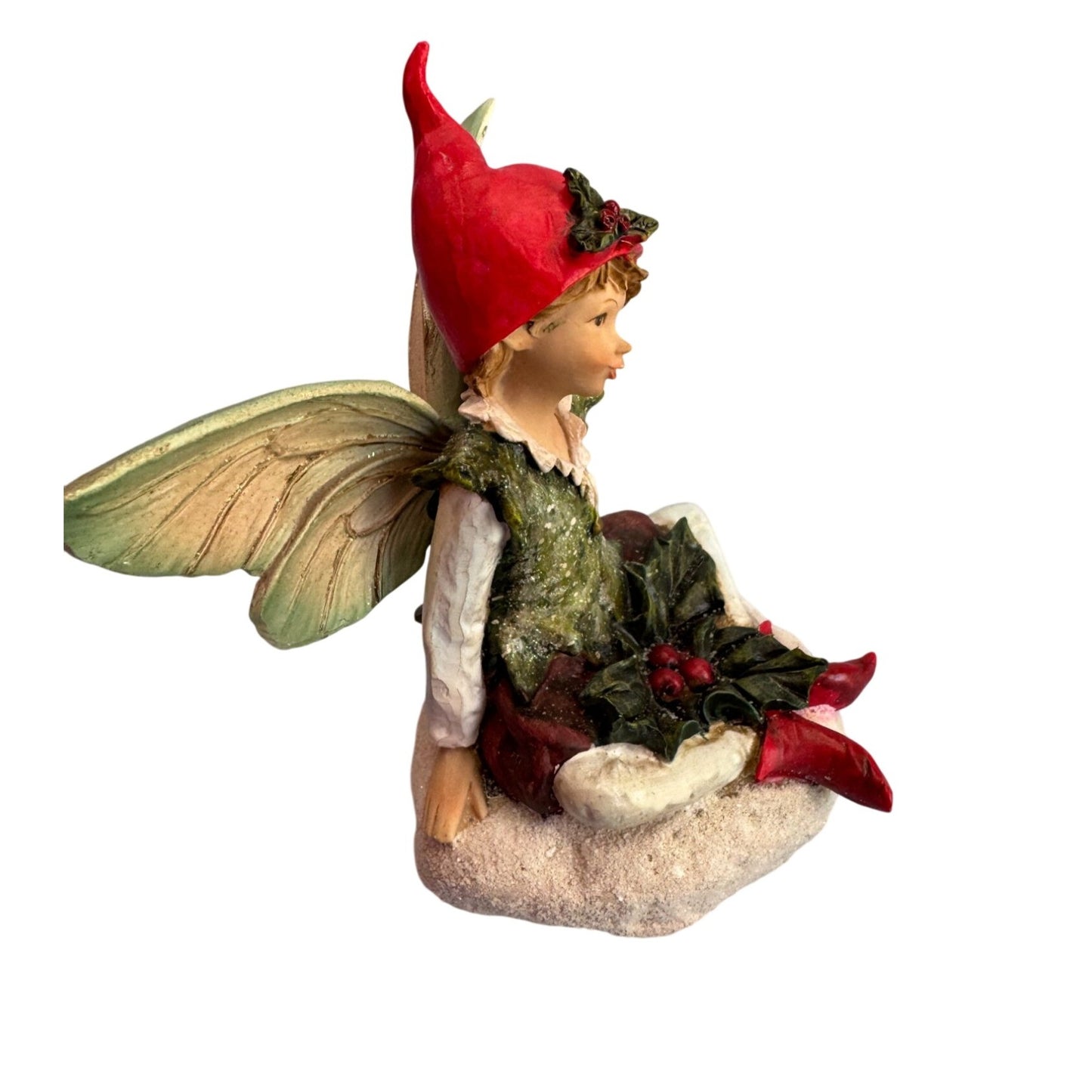 Mark Roberts Resin Fairy Elf Statue Holiday Figurine Wings Holly non-posable 8"