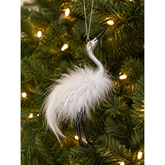De Carlini Sofia Swan Ornament Italy White Feathered Glass Christmas Ornament