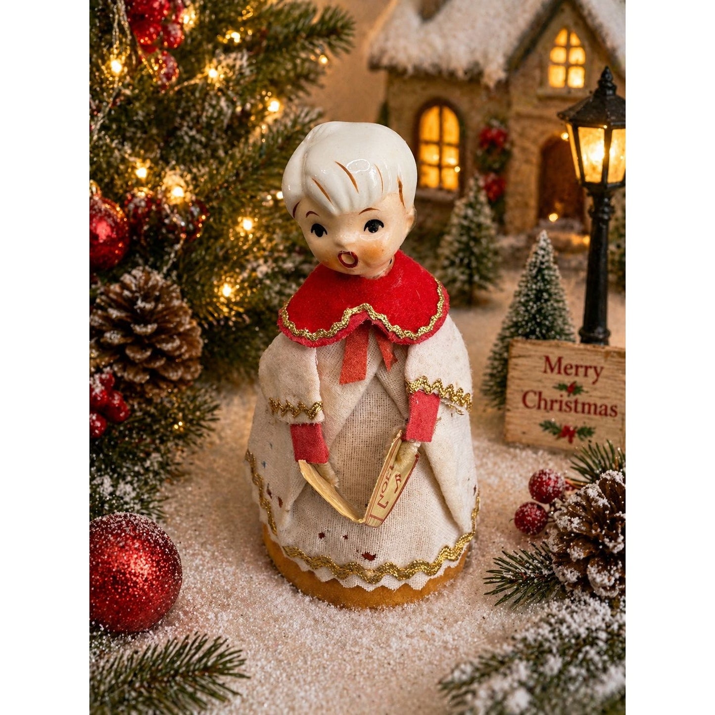 Delta Novelty Choir Angel Japan Vintage Christmas Caroler Cardboard Robe 5"