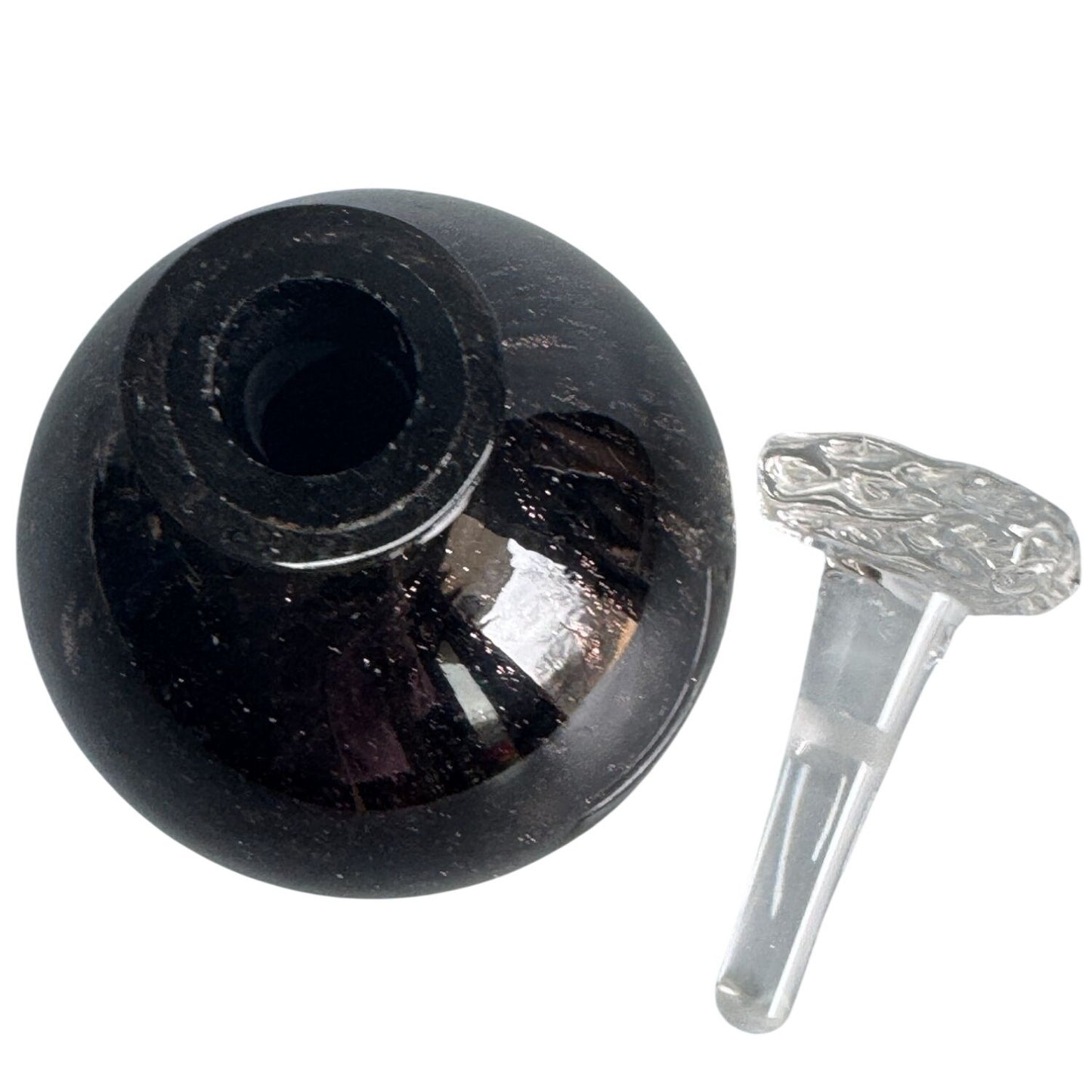 Vintage Art Glass Perfume Bottle Gold Fleck Aventurine Style 4.5" x 3" With Stopper