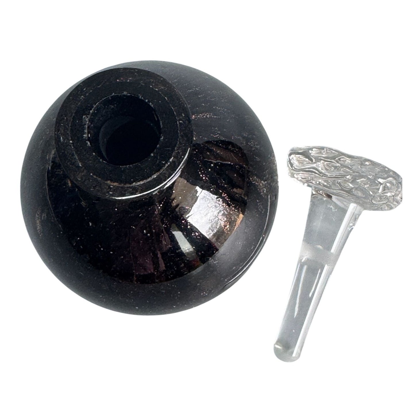 Vintage Art Glass Perfume Bottle Gold Fleck Aventurine Style 4.5" x 3" With Stopper