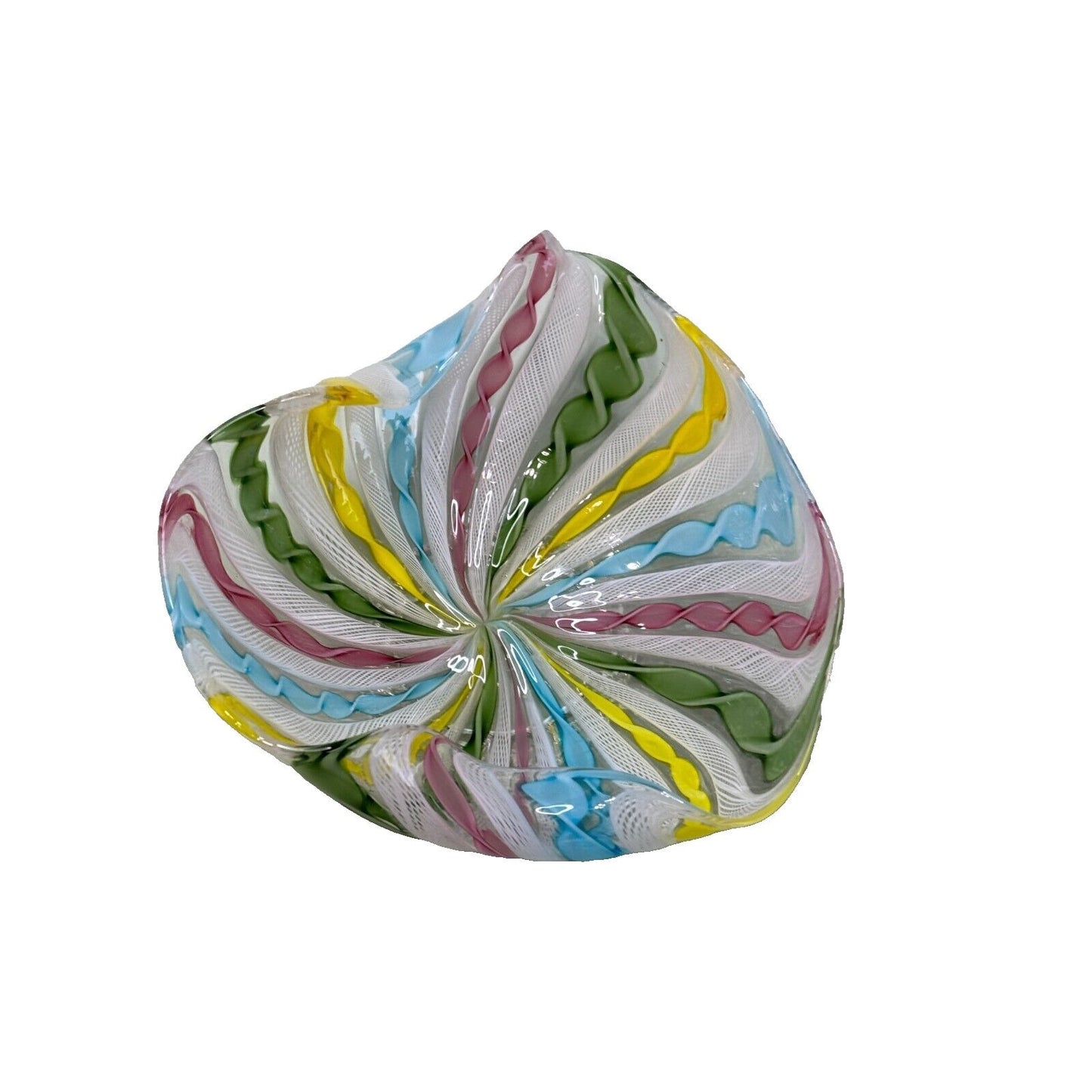 Murano Glass Zanfirico Latticino Ribbon Glass Bowl