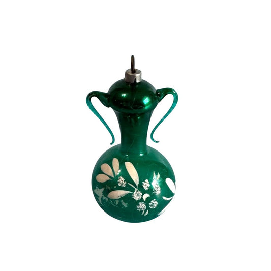 Antique Free Blown Glass Urn Sugar Pot Christmas Ornament 3"