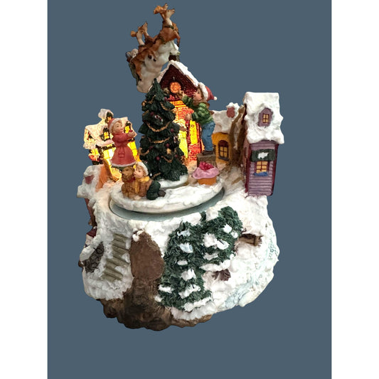 San Francisco Music Box Musical Lighted Animated Christmas Tree Scene 7.5" High Plays "We Wish You A Merry Christmas"