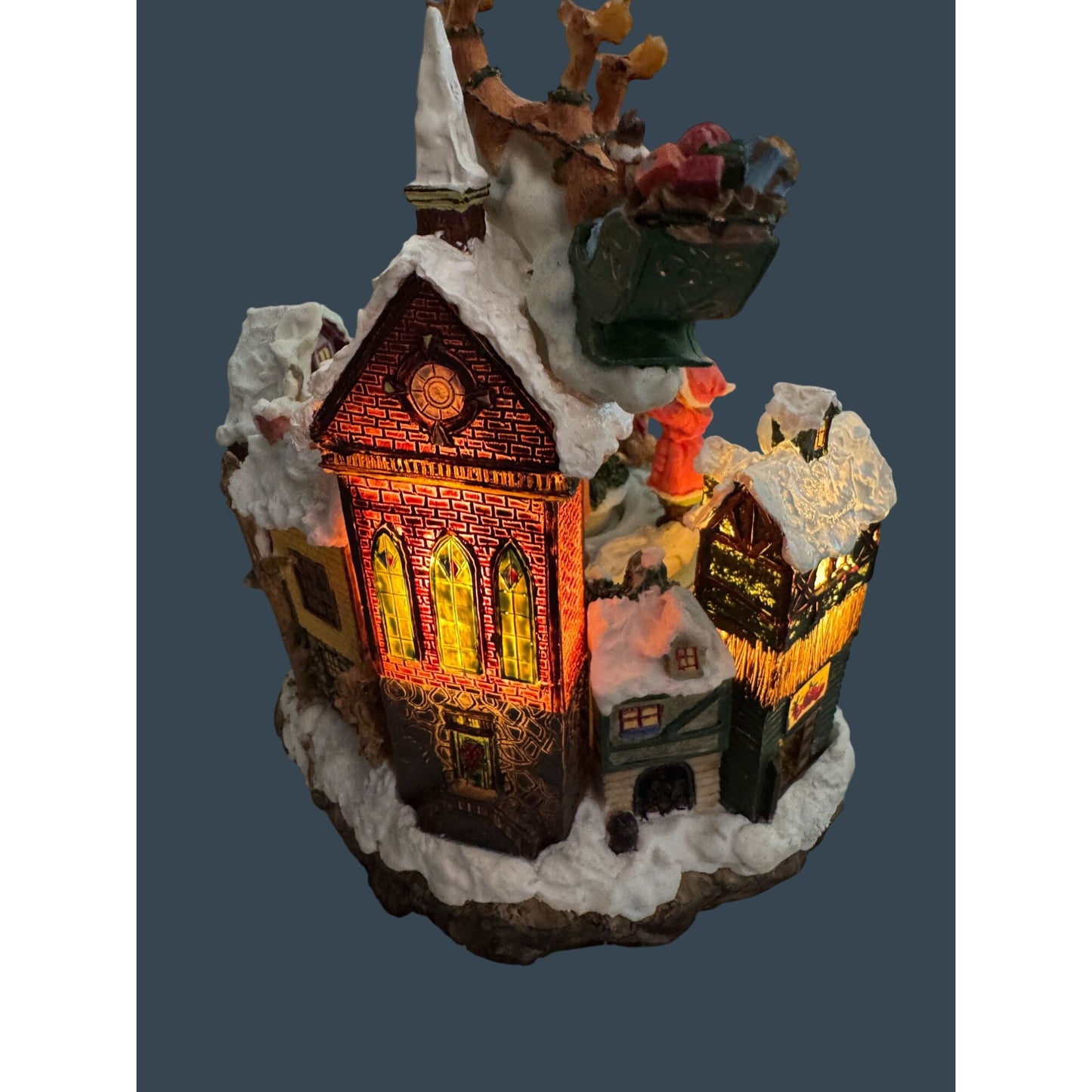 San Francisco Music Box Musical Lighted Animated Christmas Tree Scene 7.5" High Plays "We Wish You A Merry Christmas"
