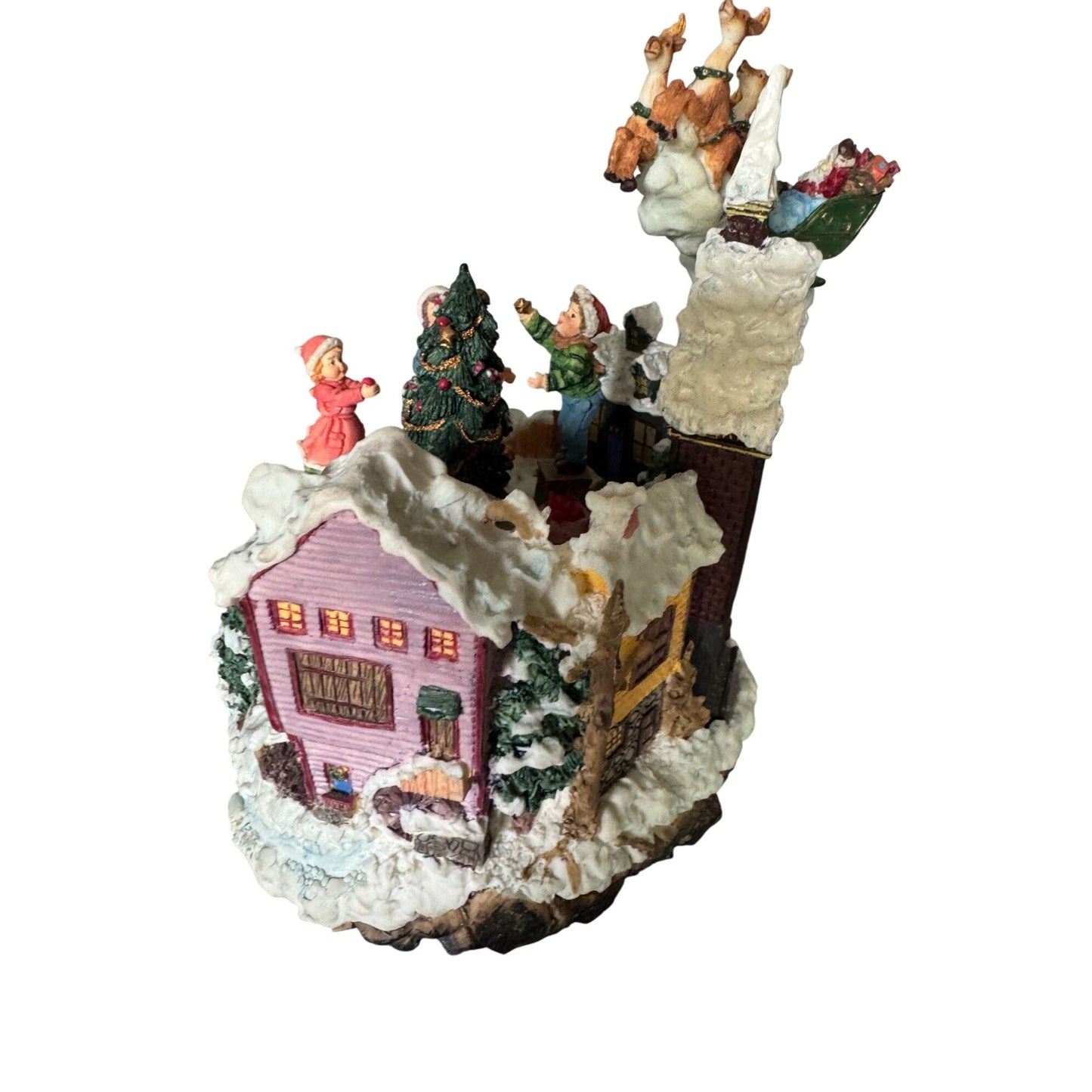San Francisco Music Box Musical Lighted Animated Christmas Tree Scene 7.5" High Plays "We Wish You A Merry Christmas"